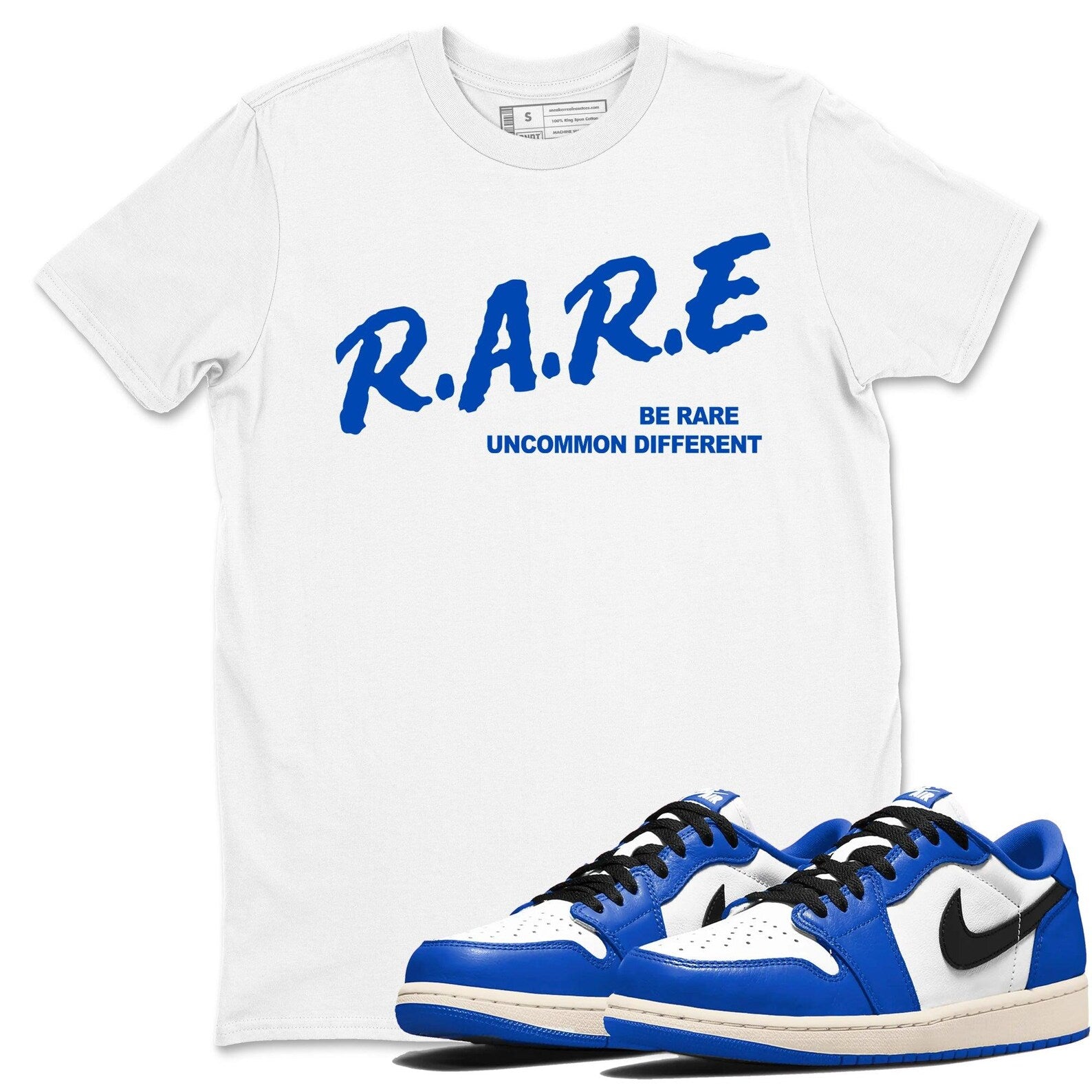 Be Rare Uncommon Different Sneaker T Shirts To Match Jordans AJ1 Low Game Royal T-Shirt, Sneaker Match Tee