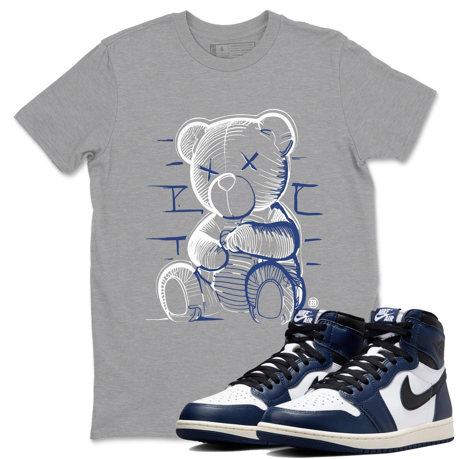 Neon Bear Unisex T Shirt To Match Jordans 1s High OG Midnight Navy T-Shirt, Sneaker Match Tee