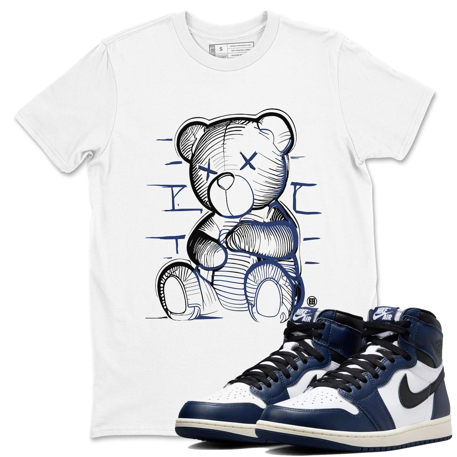 Neon Bear Unisex T Shirt To Match Jordans 1s High OG Midnight Navy T-Shirt, Sneaker Match Tee