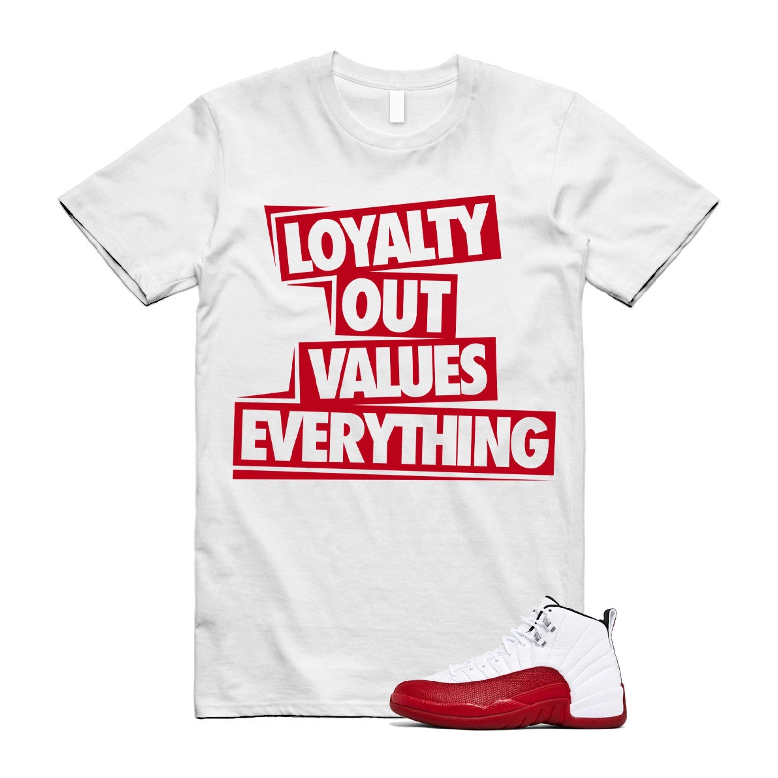 Cherry 12 Varsity Red White T Shirt Match LOVE T-Shirt, Sneaker Match Tee