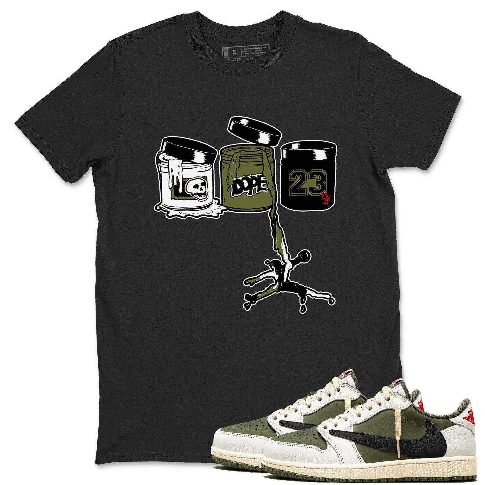 Sneaker Paint Unisex T Shirt To Match Jordans 1s Travis x Medium Olive T-Shirt, Sneaker Match Tee