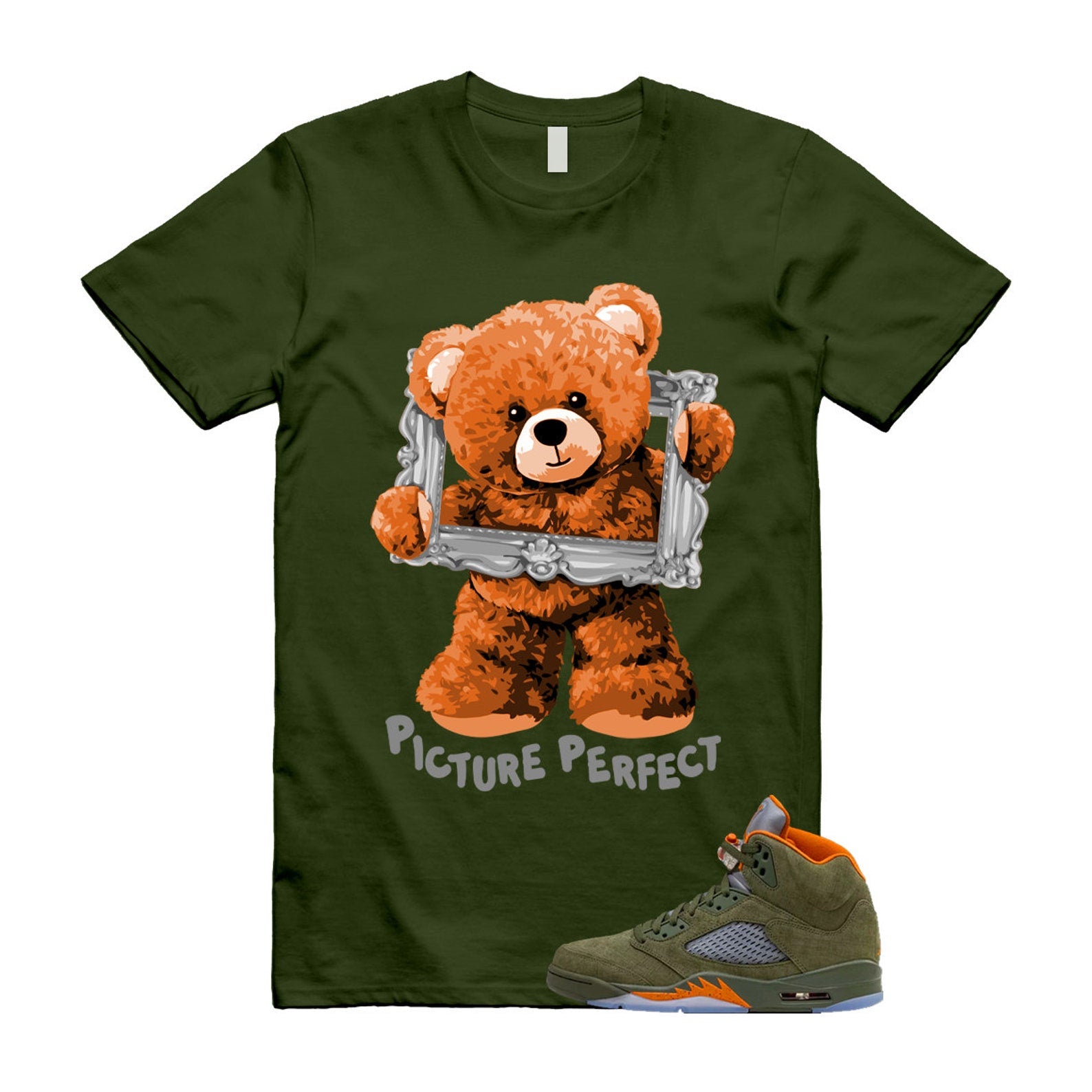 5 Olive Army Solar Orange Black Retro T Shirt Match PIC T-Shirt, Sneaker Match Tee