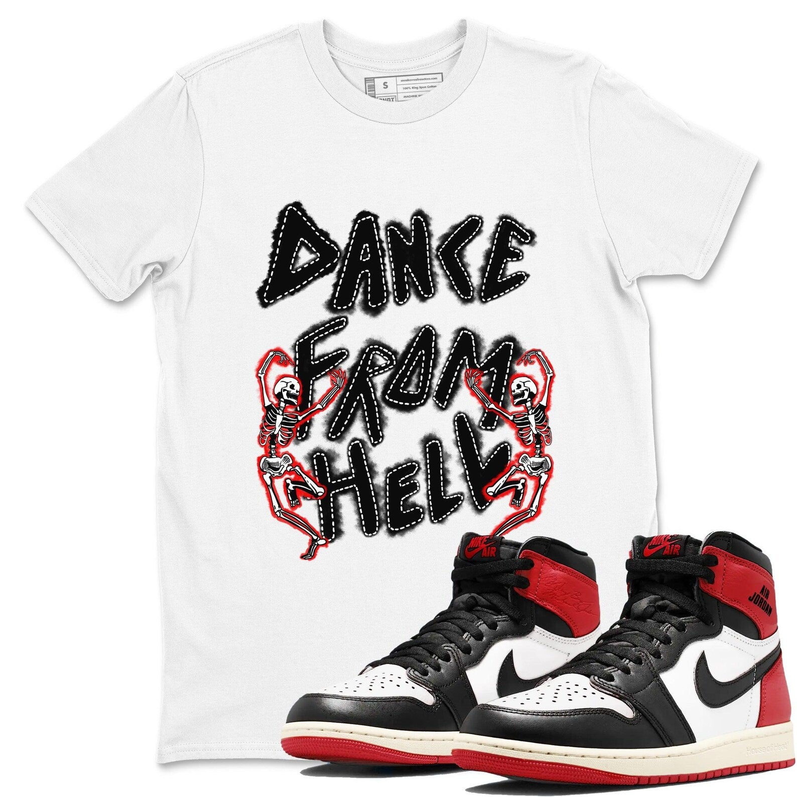Dance From Hell Sneaker T ShirtUnisex Sneaker Shirts To Match Jordans AJ1 Retro Black Toe Reimagined T-Shirt, Sneaker Match Tee
