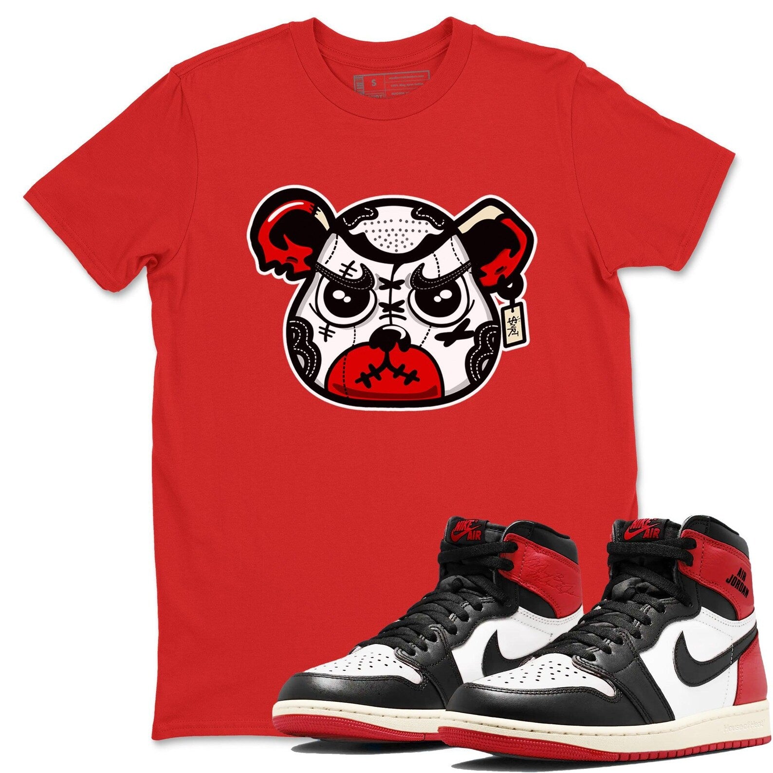 Sneaker Bear Face Unisex Shirts To Match Jordans 1s High OG Black Toe Reimagined T-Shirt, Sneaker Match Tee