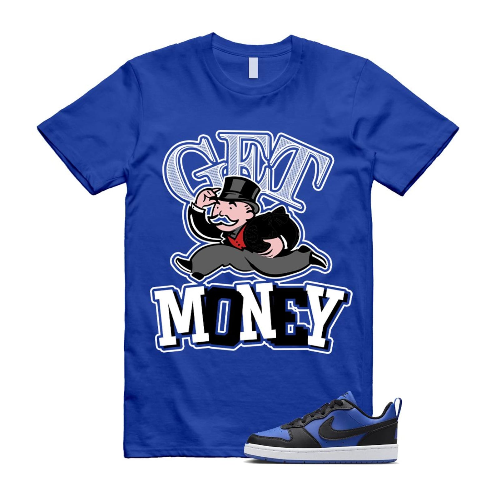 Court Borough Recraft Game Royal Blue White Black Low T Shirt Match GM T-Shirt, Sneaker Match Tee
