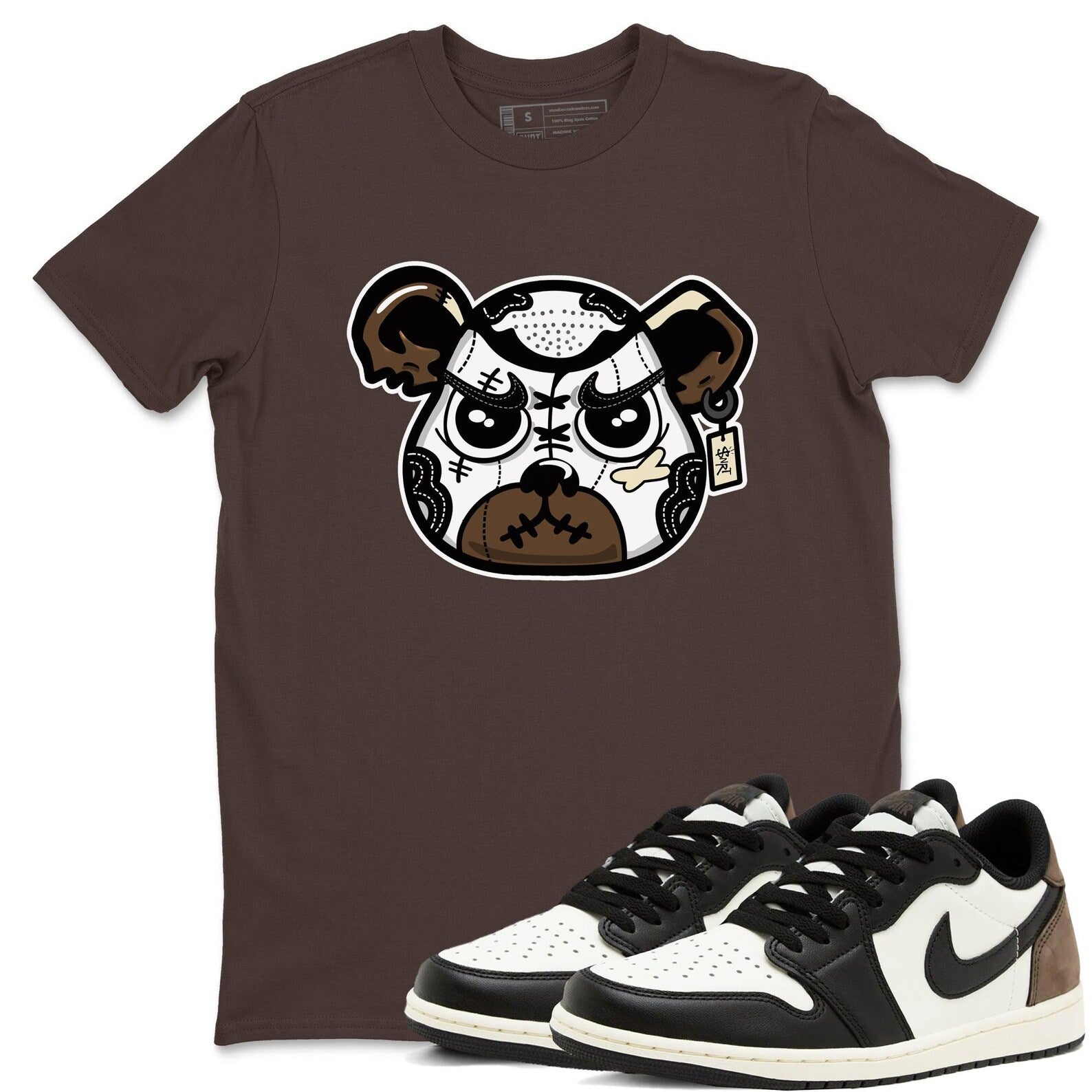 Sneaker Bear Face Unisex Shirts To Match Jordans 1s Low Mocha T-Shirt, Sneaker Match Tee