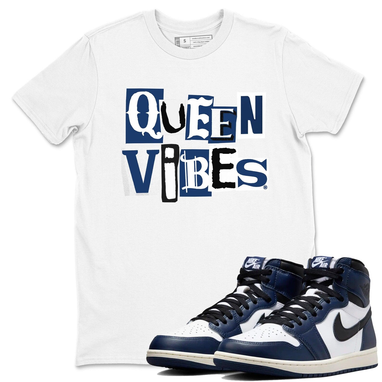 Queen Vibes Unisex Shirts To Match Jordans 1s High OG Midnight Navy T-Shirt, Sneaker Match Tee