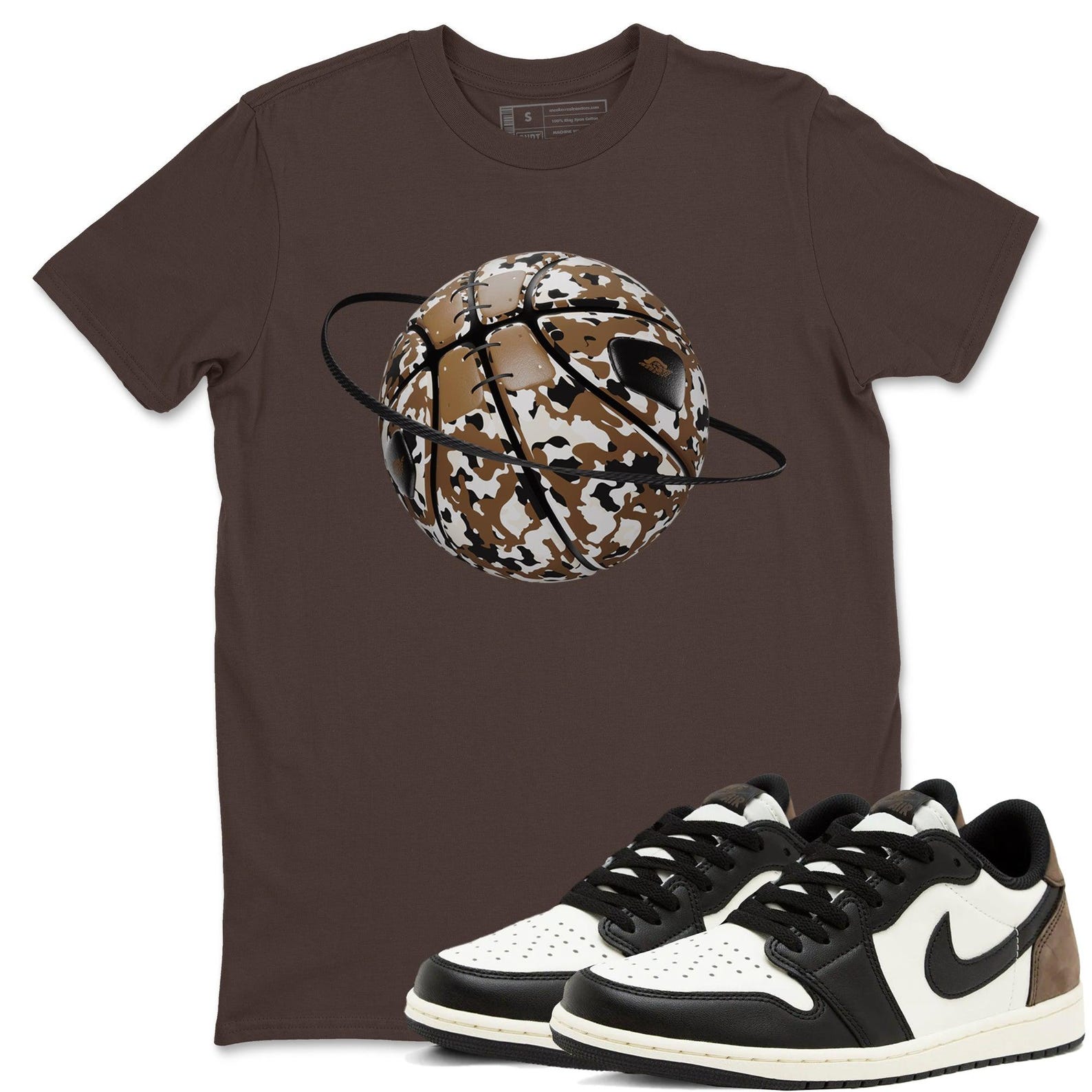 Camo Basketball Planet T-Shirts To Match Jordans Streetwear 1s Low Mocha T-Shirt, Sneaker Match Tee