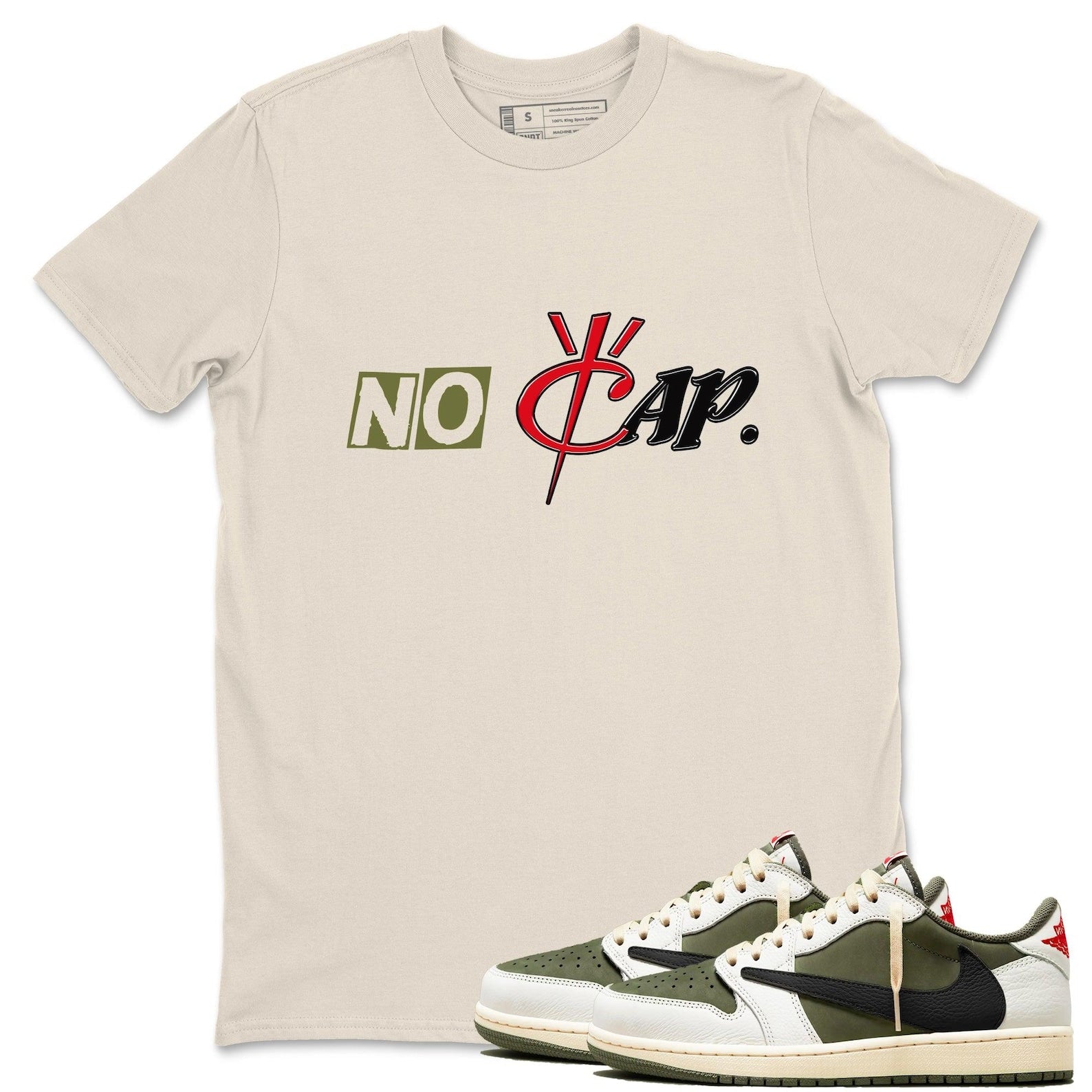 No Cap Unisex Shirts To Match Jordans 1s Travis x Medium Olive T-Shirt, Sneaker Match Tee