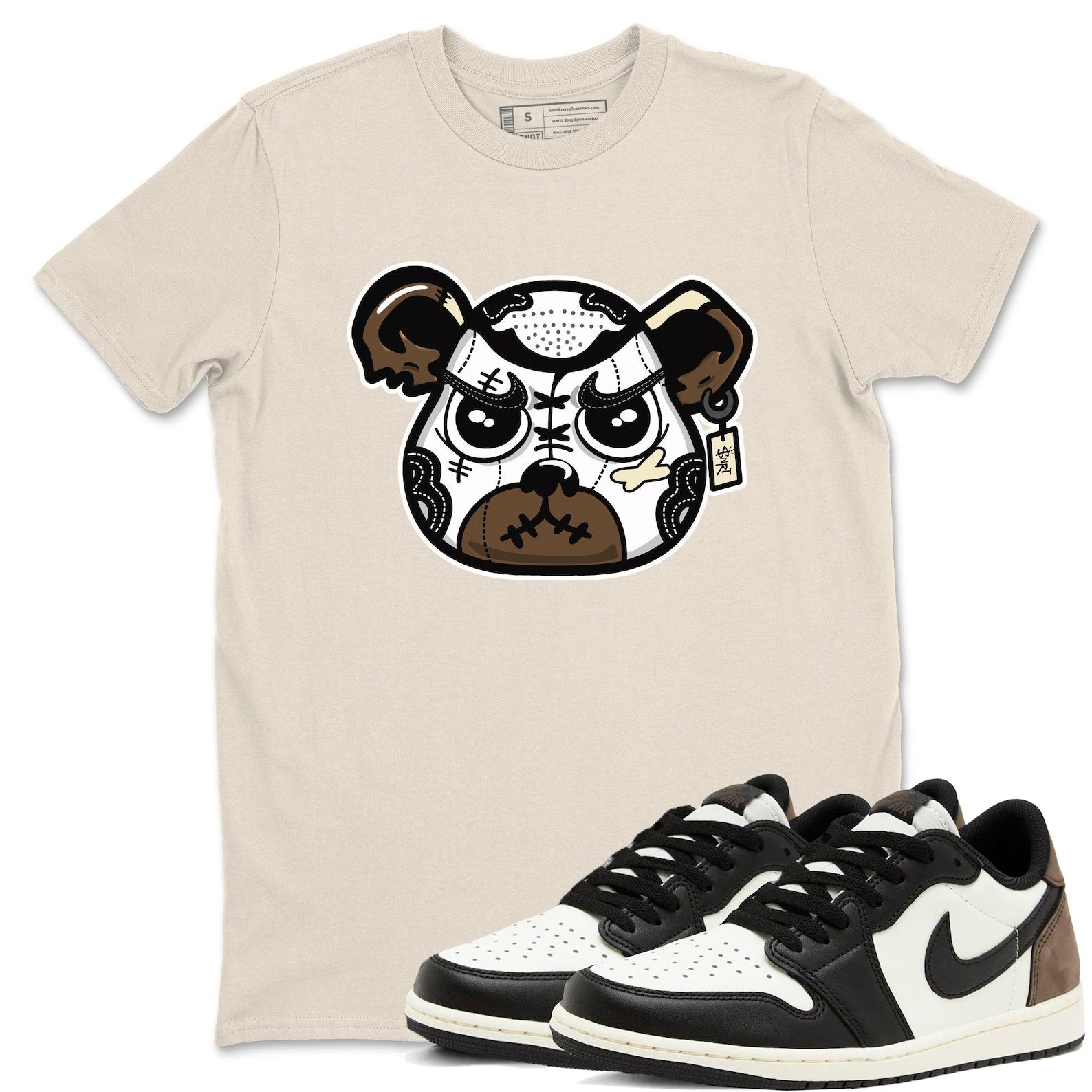 Sneaker Bear Face Unisex Shirts To Match Jordans 1s Low Mocha T-Shirt, Sneaker Match Tee