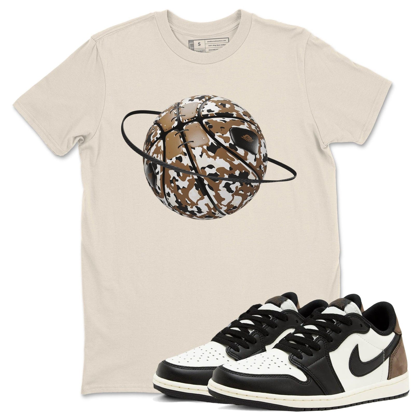 Camo Basketball Planet T-Shirts To Match Jordans Streetwear 1s Low Mocha T-Shirt, Sneaker Match Tee