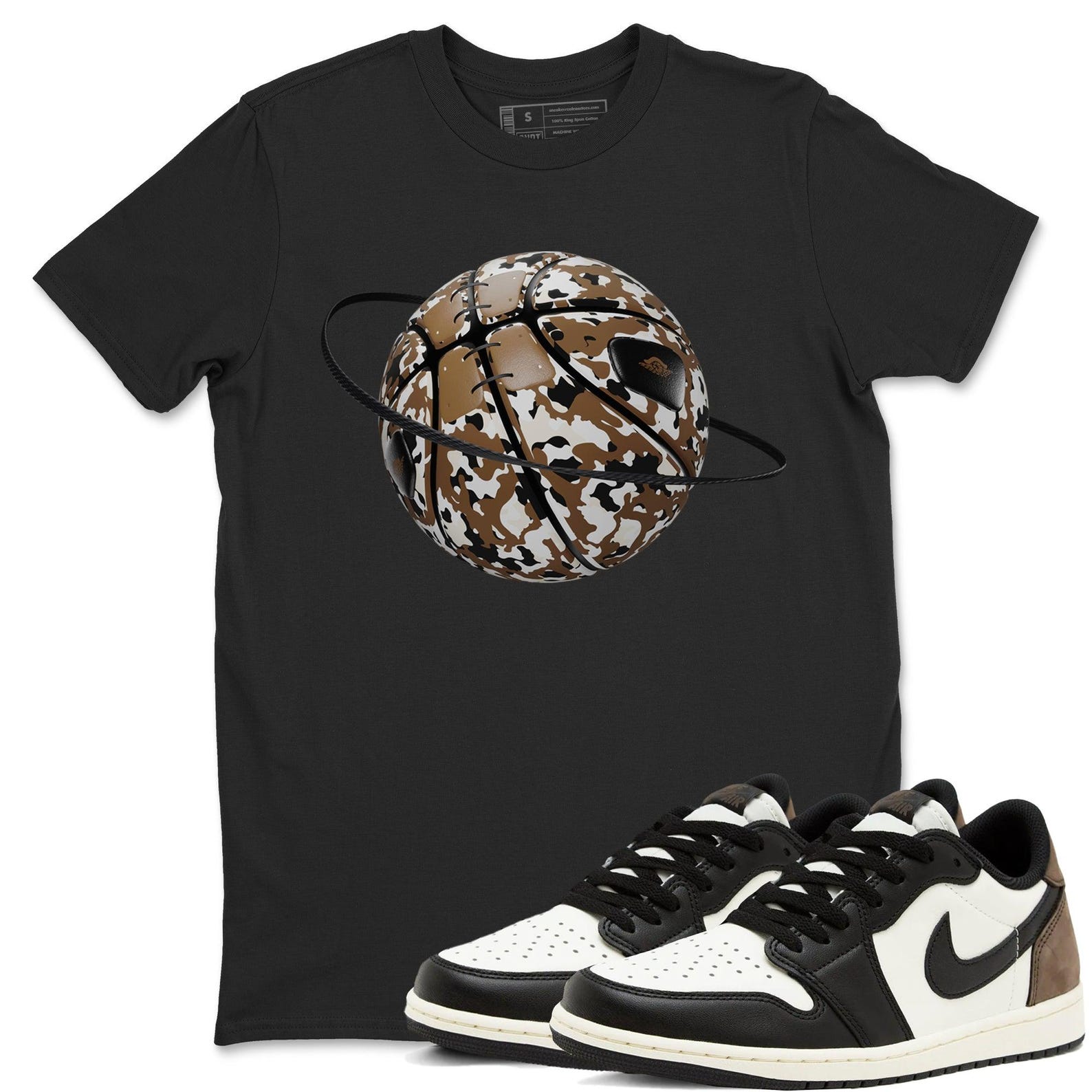 Camo Basketball Planet T-Shirts To Match Jordans Streetwear 1s Low Mocha T-Shirt, Sneaker Match Tee