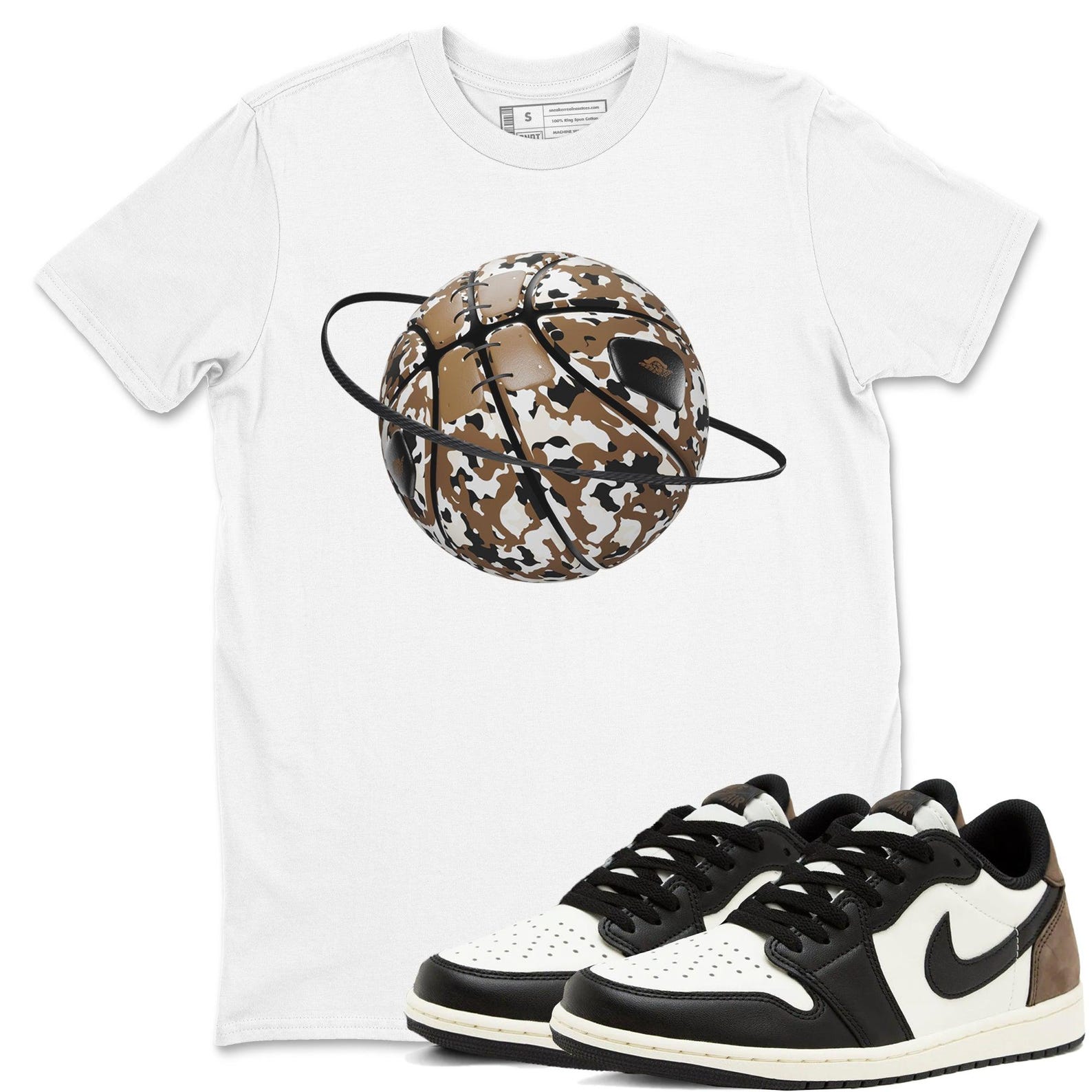 Camo Basketball Planet T-Shirts To Match Jordans Streetwear 1s Low Mocha T-Shirt, Sneaker Match Tee