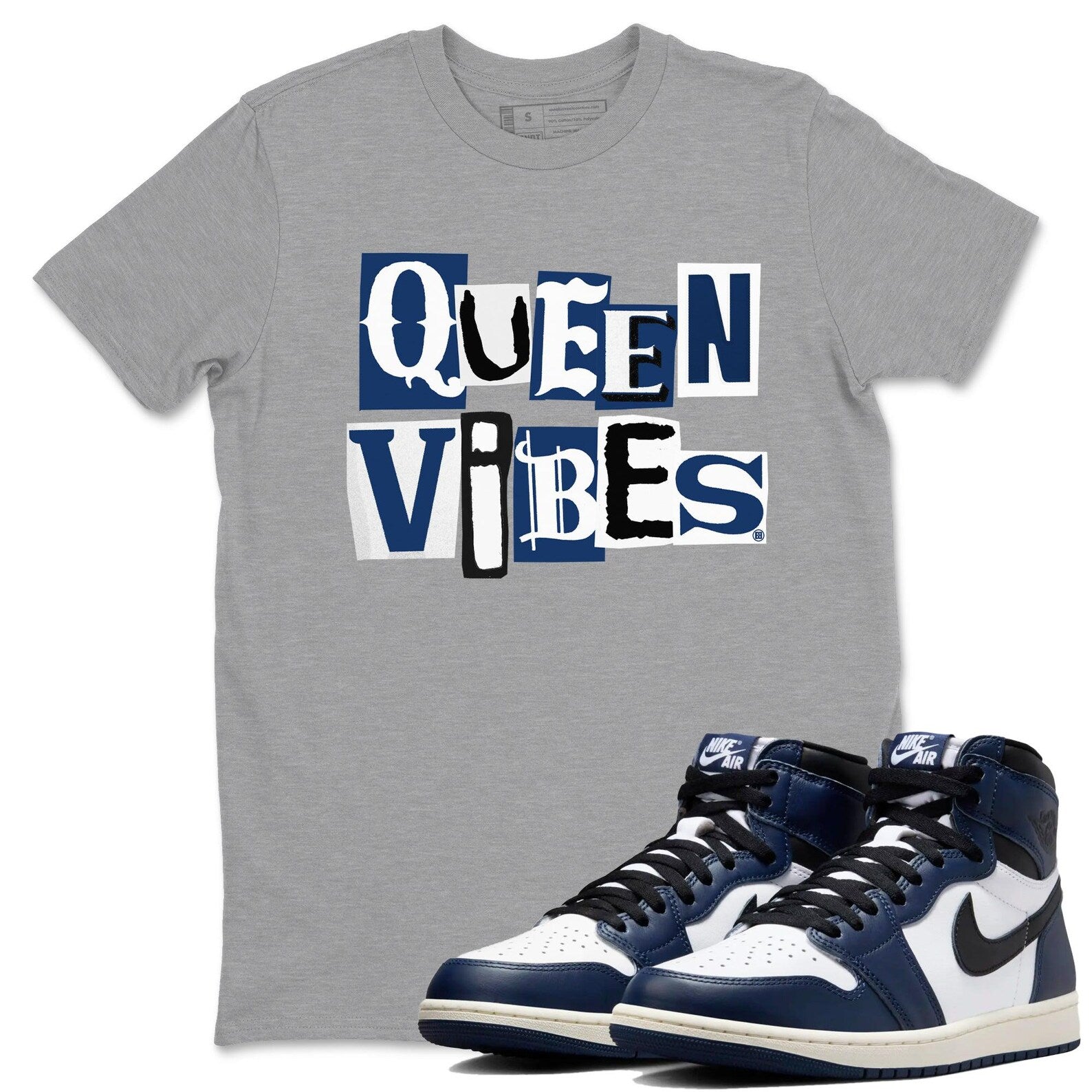 Queen Vibes Unisex Shirts To Match Jordans 1s High OG Midnight Navy T-Shirt, Sneaker Match Tee