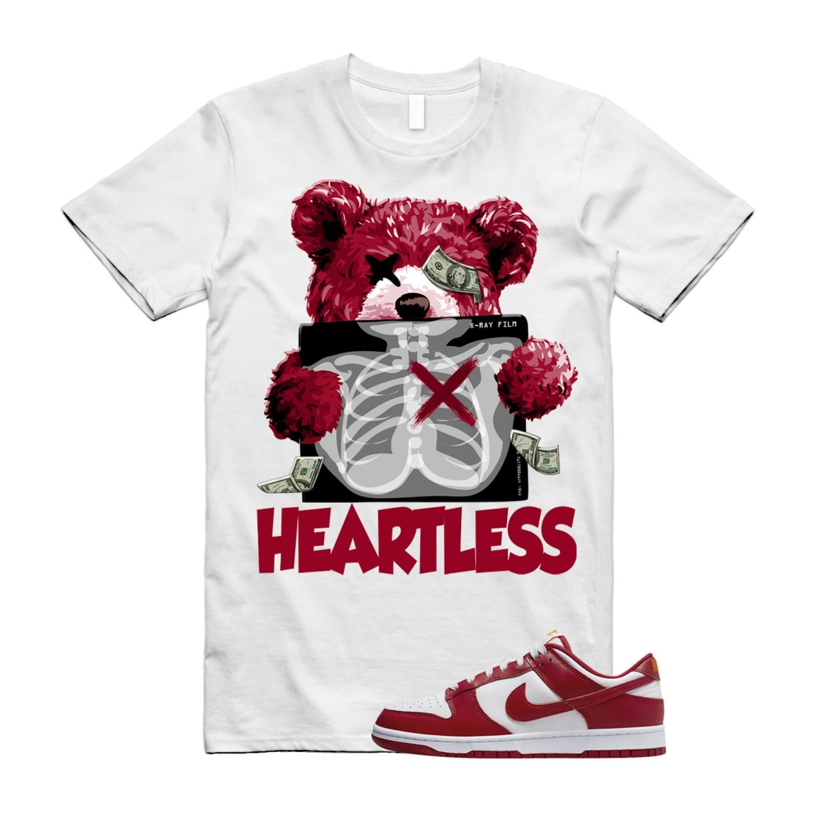 HEART Shirt to match Dunk Low Next Nature University Red T-Shirt, Match Sneaker Tee
