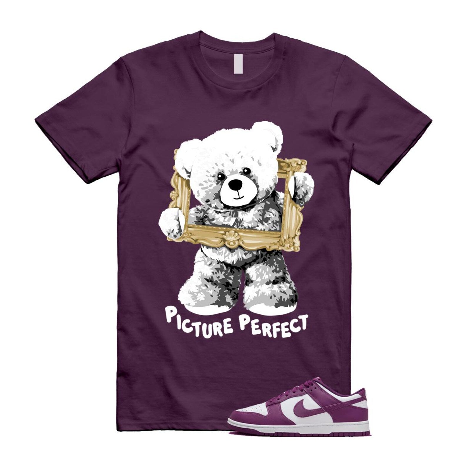 Dunk Viotech White Low Purple T Shirt Match PIC T-Shirt, Sneaker Match Tee
