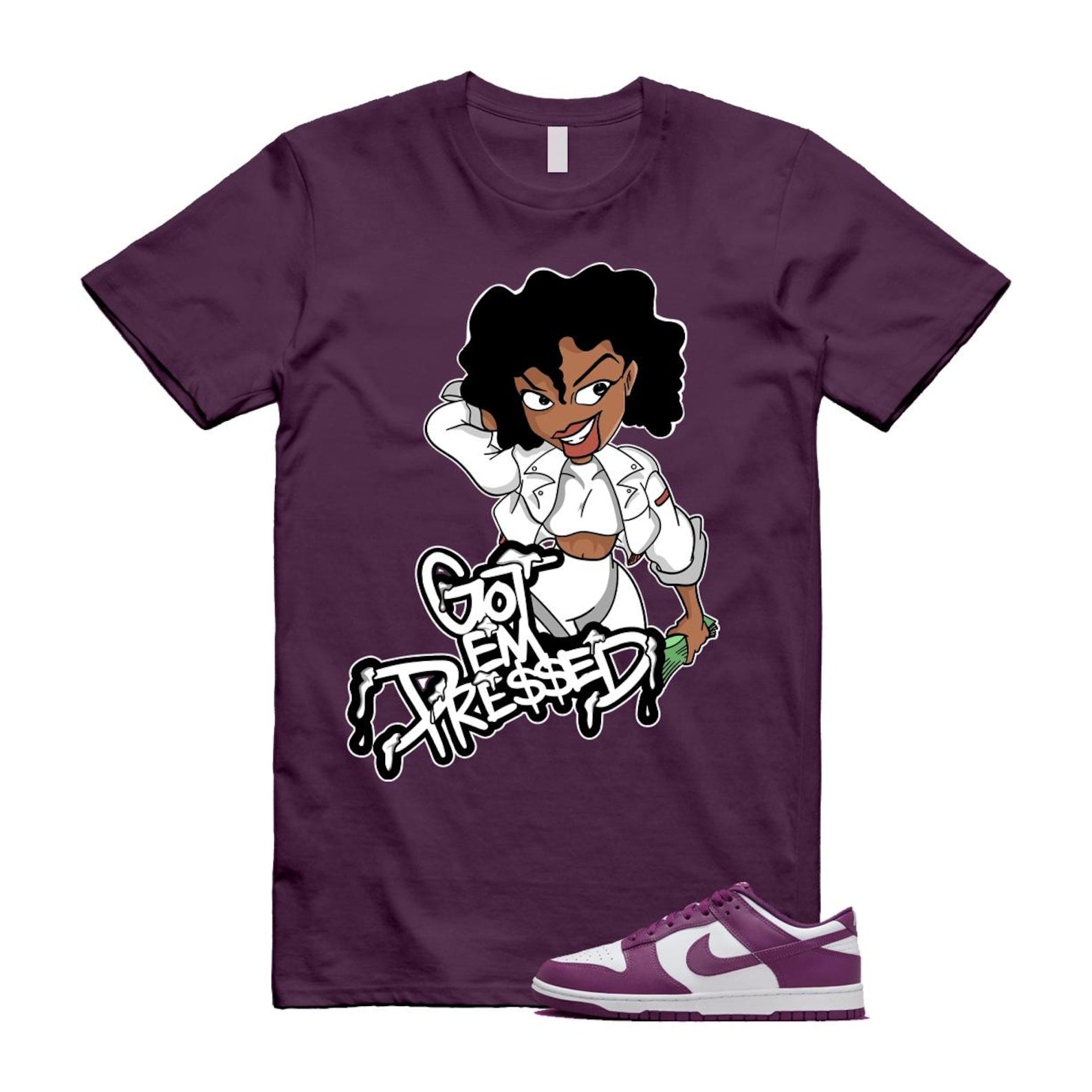 Dunk Viotech White Low Purple T Shirt Match PRESSED T-Shirt, Sneaker Match Tee