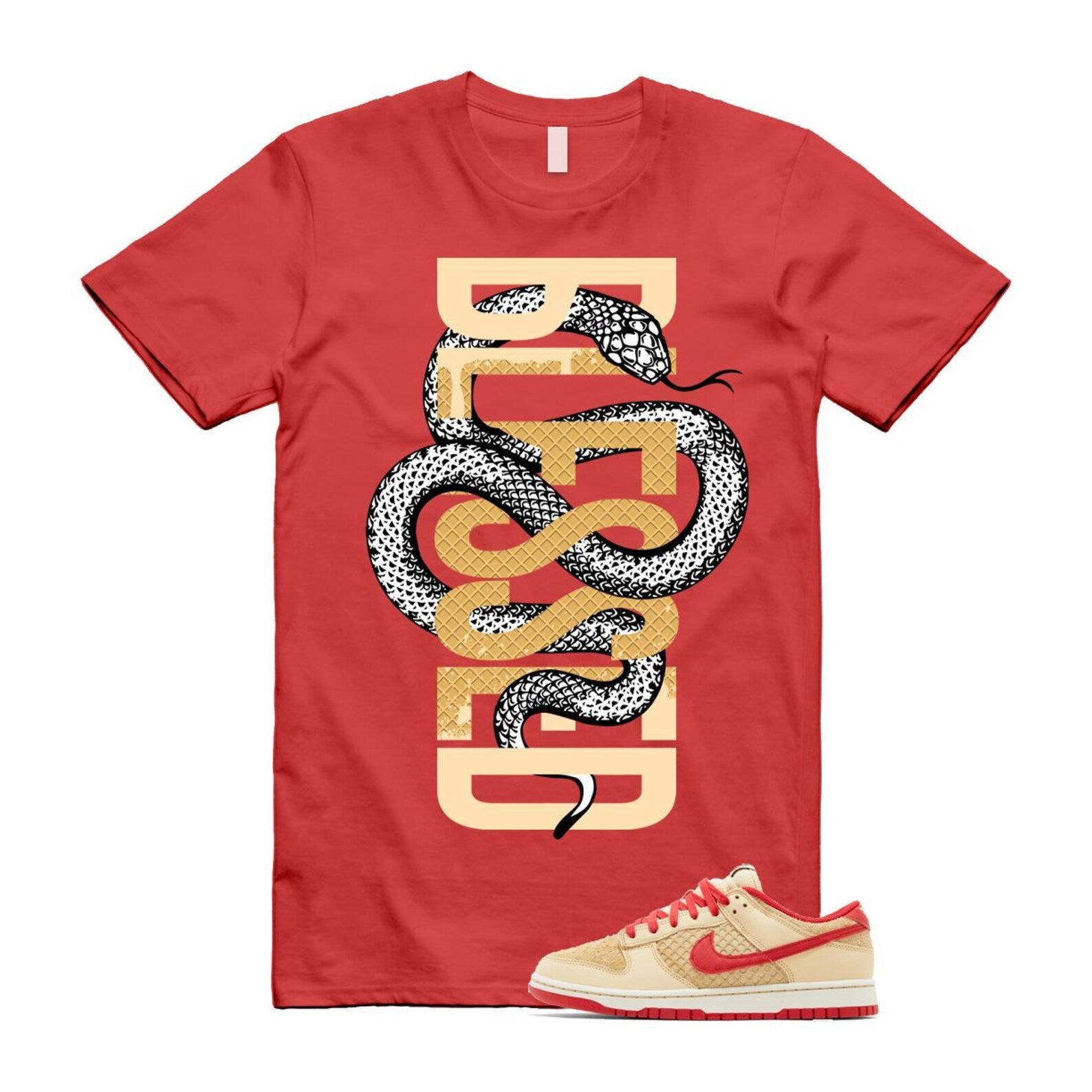 Dunk Strawberry Waffle Pale Vanilla University Red Sail Wheat Low Retro SE T Shirt Match SNAKEBLS T-Shirt, Sneaker Match Tee