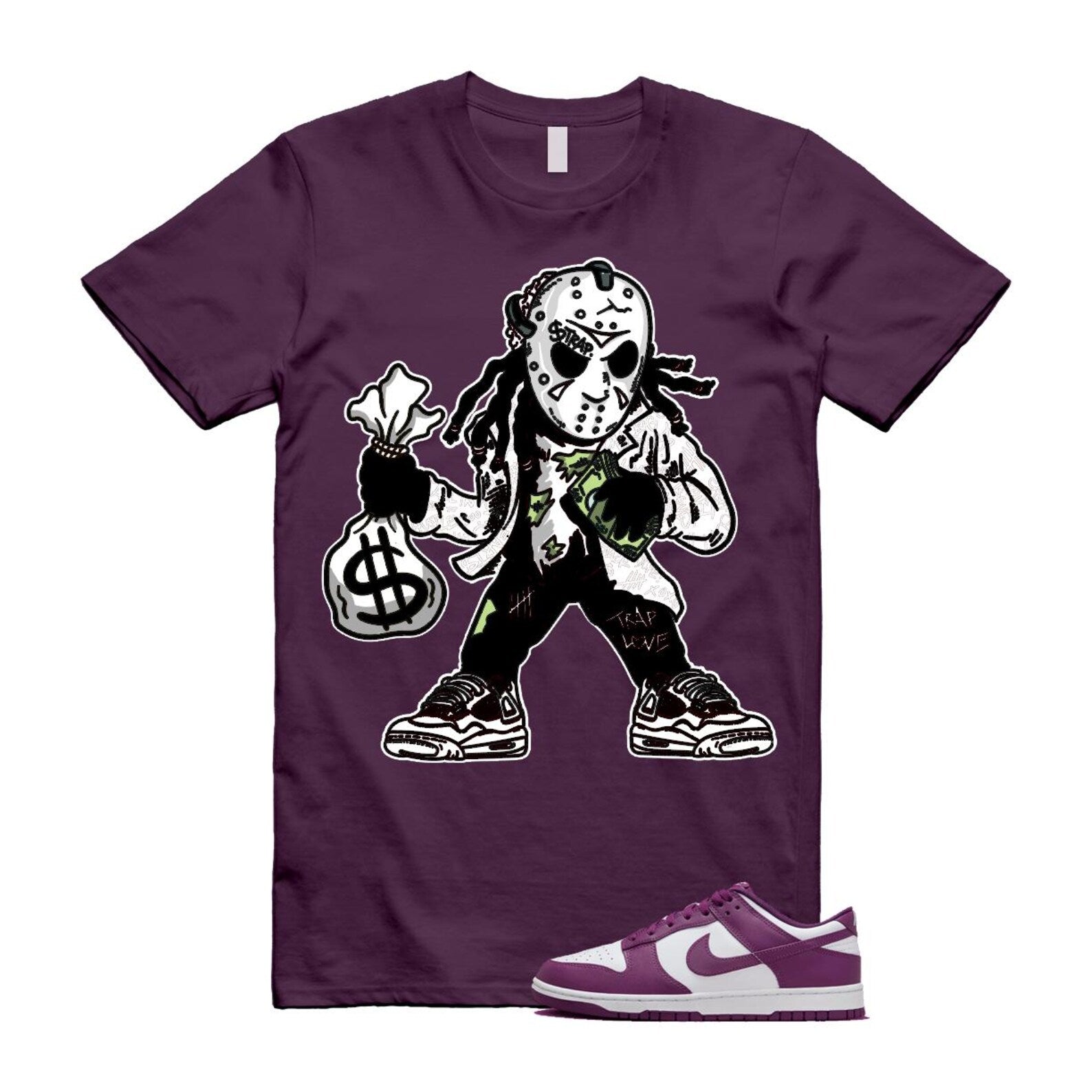 Dunk Viotech White Low Purple T Shirt Match JASON T-Shirt, Sneaker Match Tee