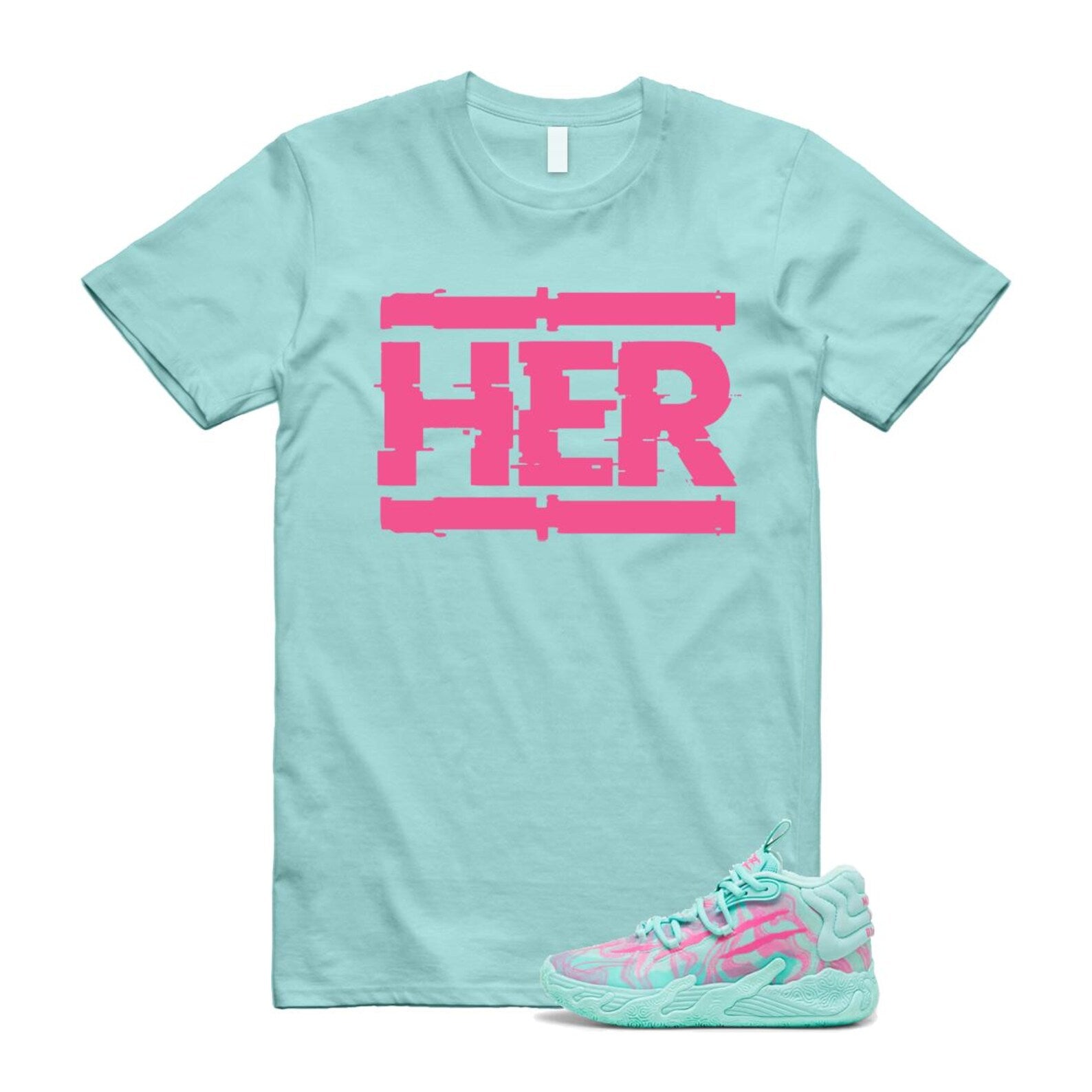 Miami LaMelo Ball MB.03 Teal Pink T Shirt Match HER T-Shirt, Sneaker Match Tee