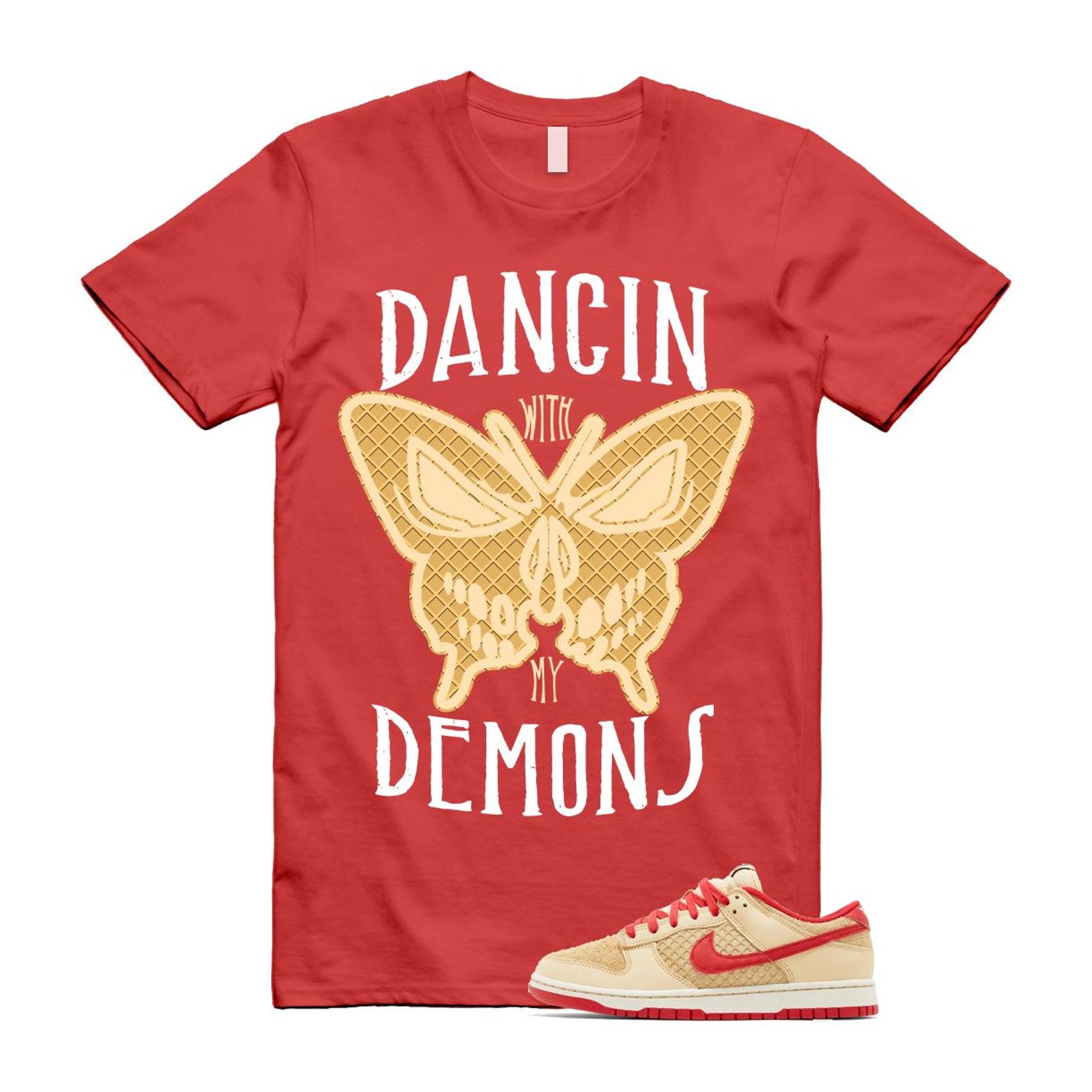 Dunk Strawberry Waffle Pale Vanilla University Red Sail Wheat Low Retro SE T Shirt Match DANCIN T-Shirt, Sneaker Match Tee