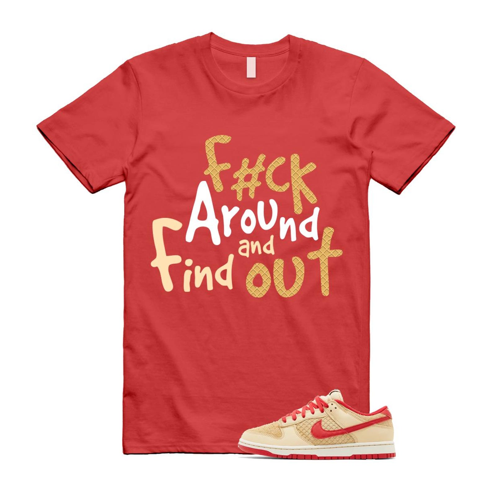 Dunk Strawberry Waffle Pale Vanilla University Red Sail Wheat Low Retro SE T Shirt Match FCK2 T-Shirt, Sneaker Match Tee