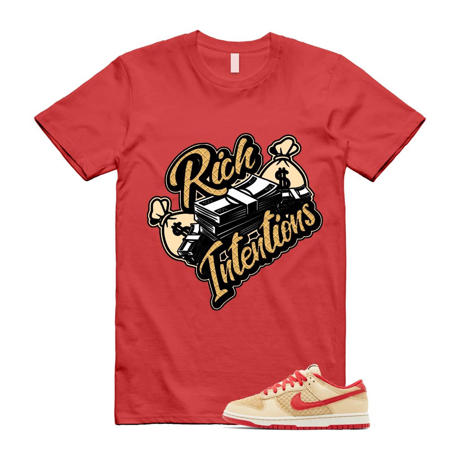 Dunk Strawberry Waffle Pale Vanilla University Red Sail Wheat Low Retro SE T Shirt Match RICH T-Shirt, Sneaker Match Tee