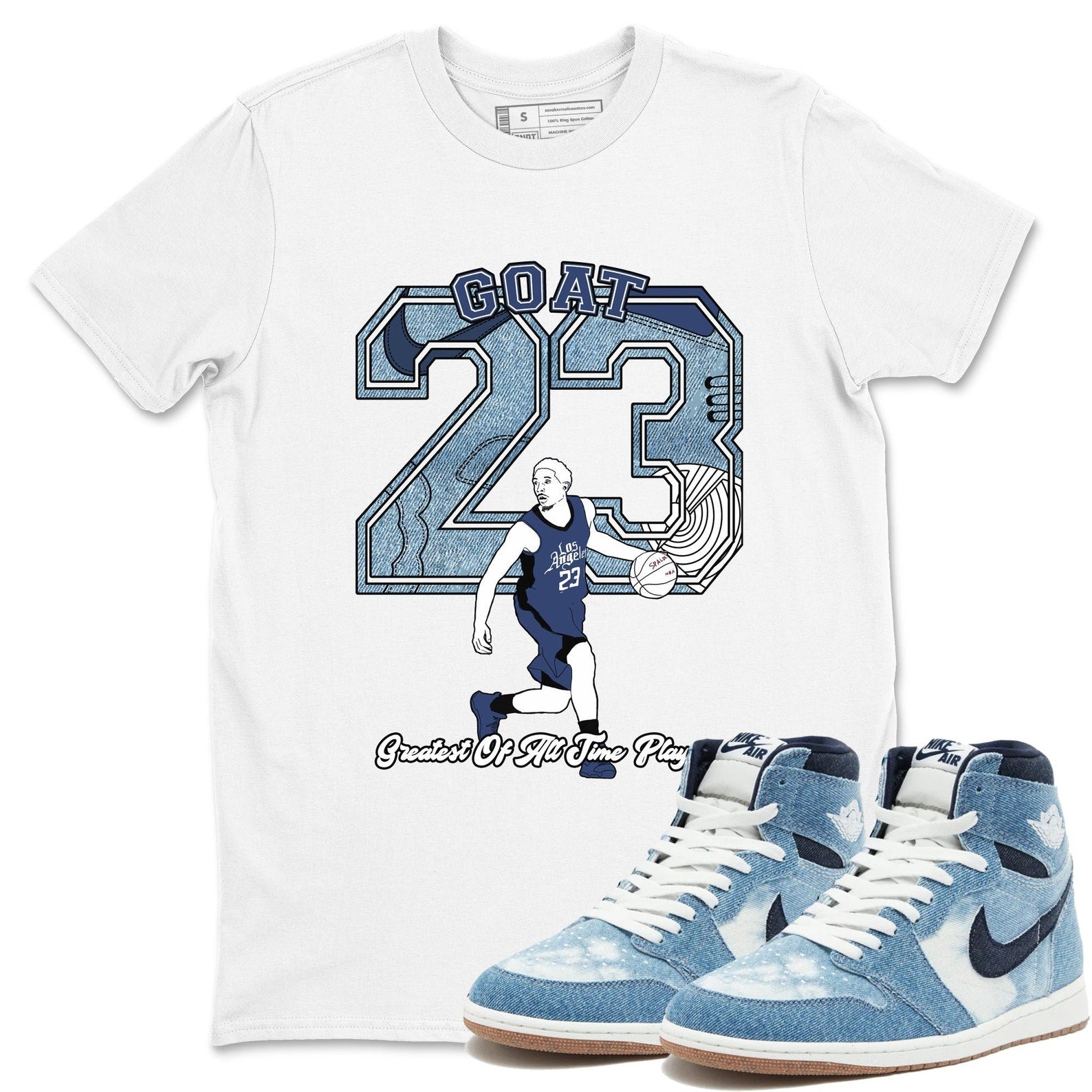 Goat Player - Sneaker Shirts To Match Jordans AJ1 Denim T-Shirt, Sneaker Match Tee