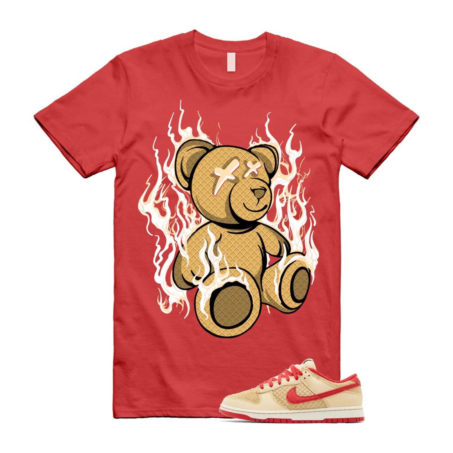 Dunk Strawberry Waffle Pale Vanilla University Red Sail Wheat Low Retro SE T Shirt Match LIT T-Shirt, Sneaker Match Tee