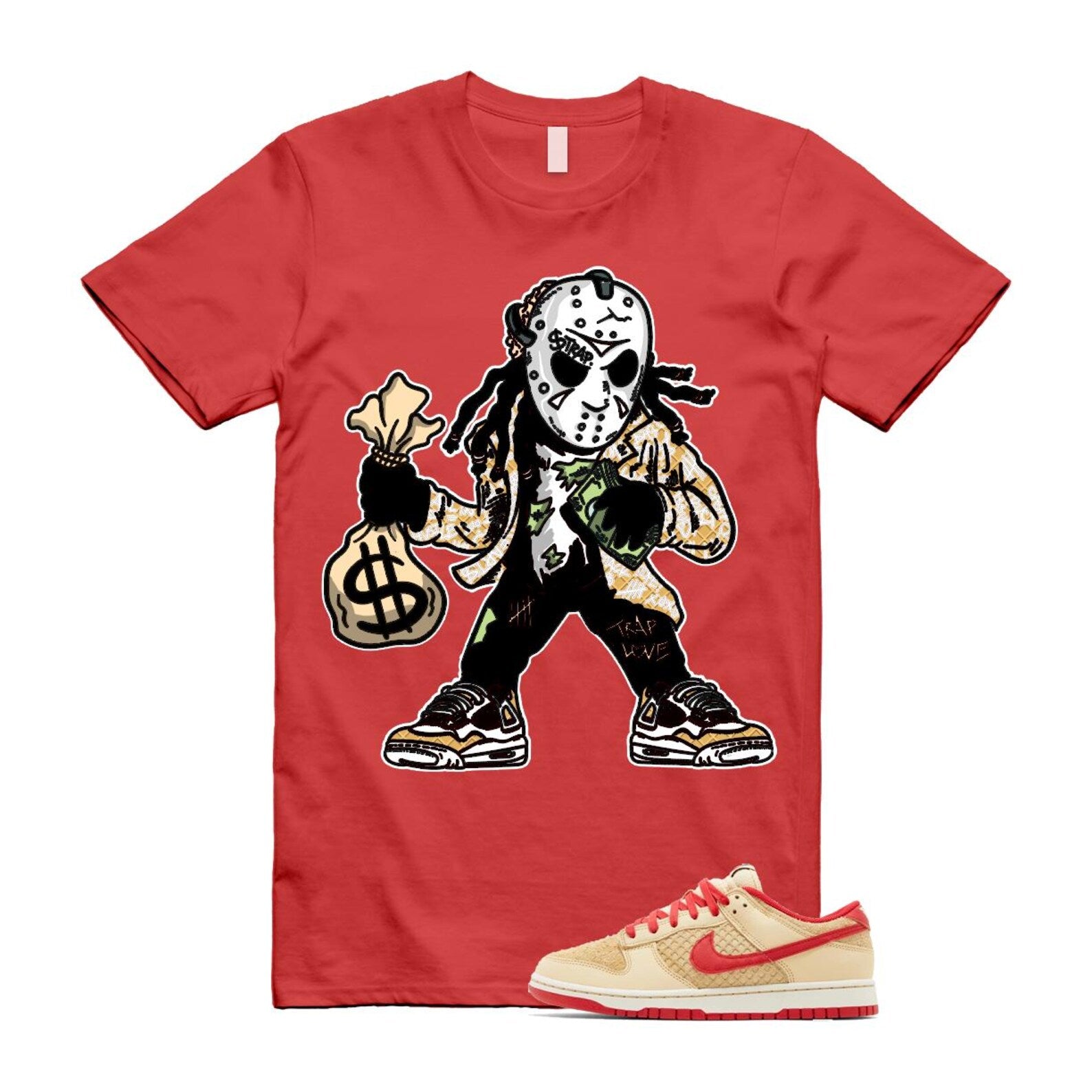 Dunk Strawberry Waffle Pale Vanilla University Red Sail Wheat Low Retro SE T Shirt Match JASON T-Shirt, Sneaker Match Tee