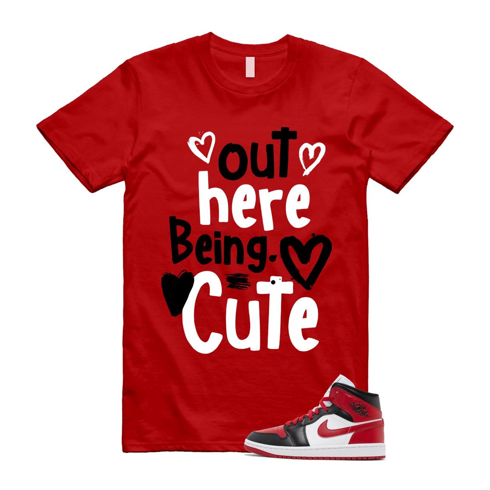 Alternate Bred Toe Gym Red Black White Mid T Shirt Match Out Here Being Cute T-Shirt, Sneaker Match Tee