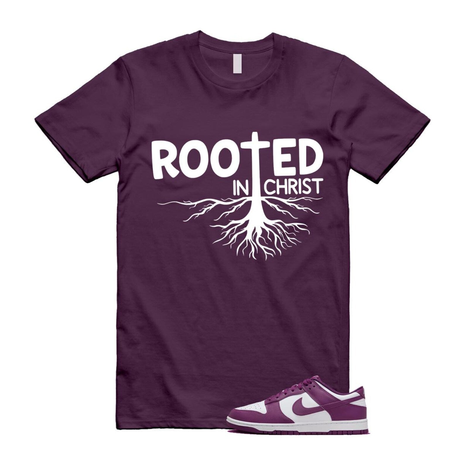 Dunk Viotech White Low Purple T Shirt Match ROOTED T-Shirt, Sneaker Match Tee