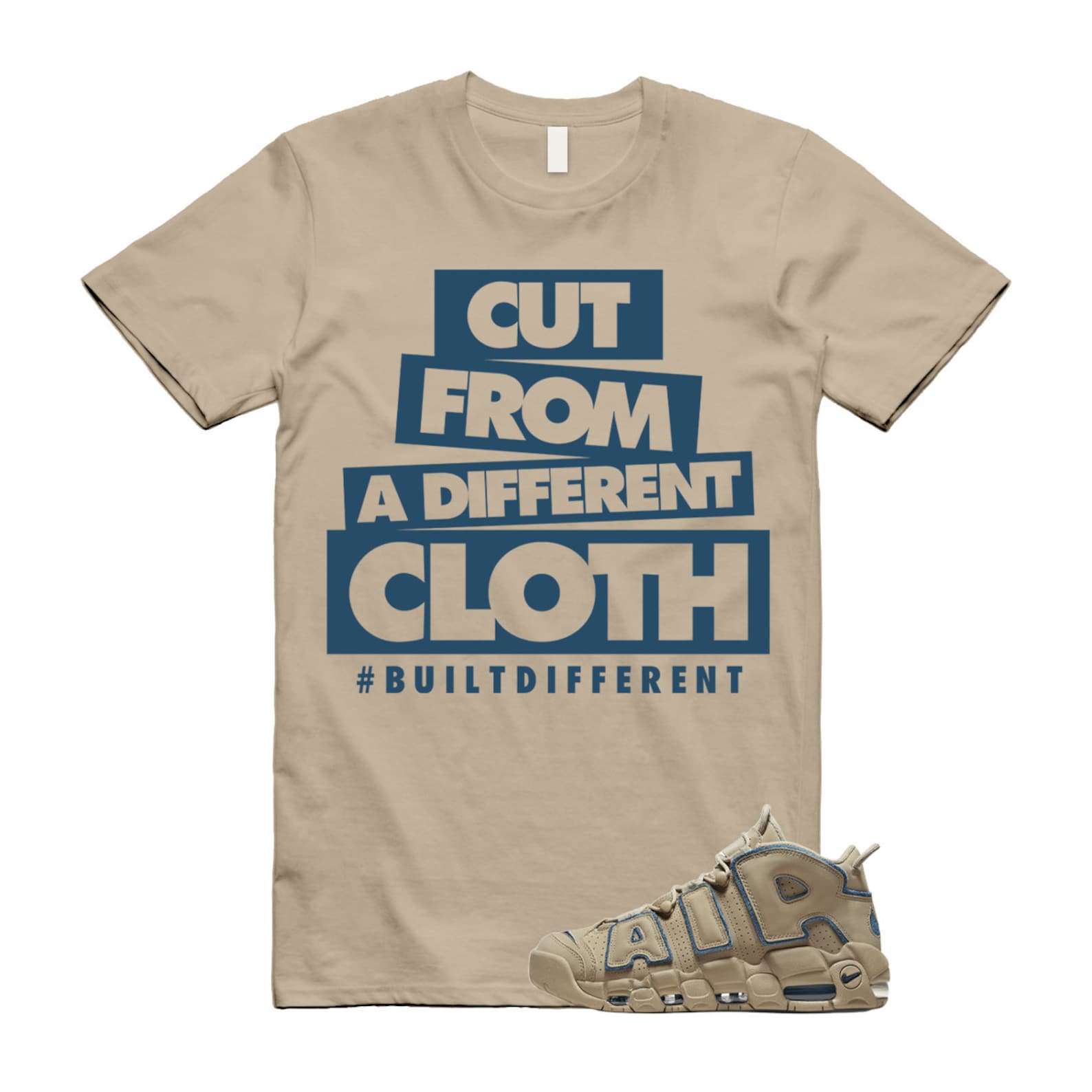 Uptempo 96 Limestone Valerian Blue Air More T Shirt Match CLOTH T-Shirt, Sneaker Match Tee