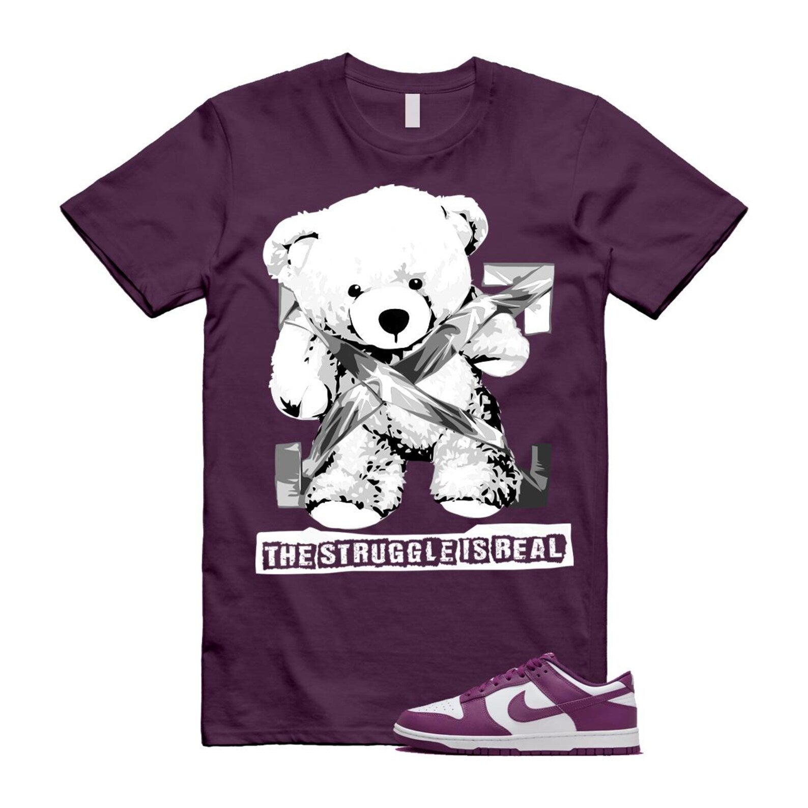 Dunk Viotech White Low Purple T Shirt Match STRUG T-Shirt, Sneaker Match Tee