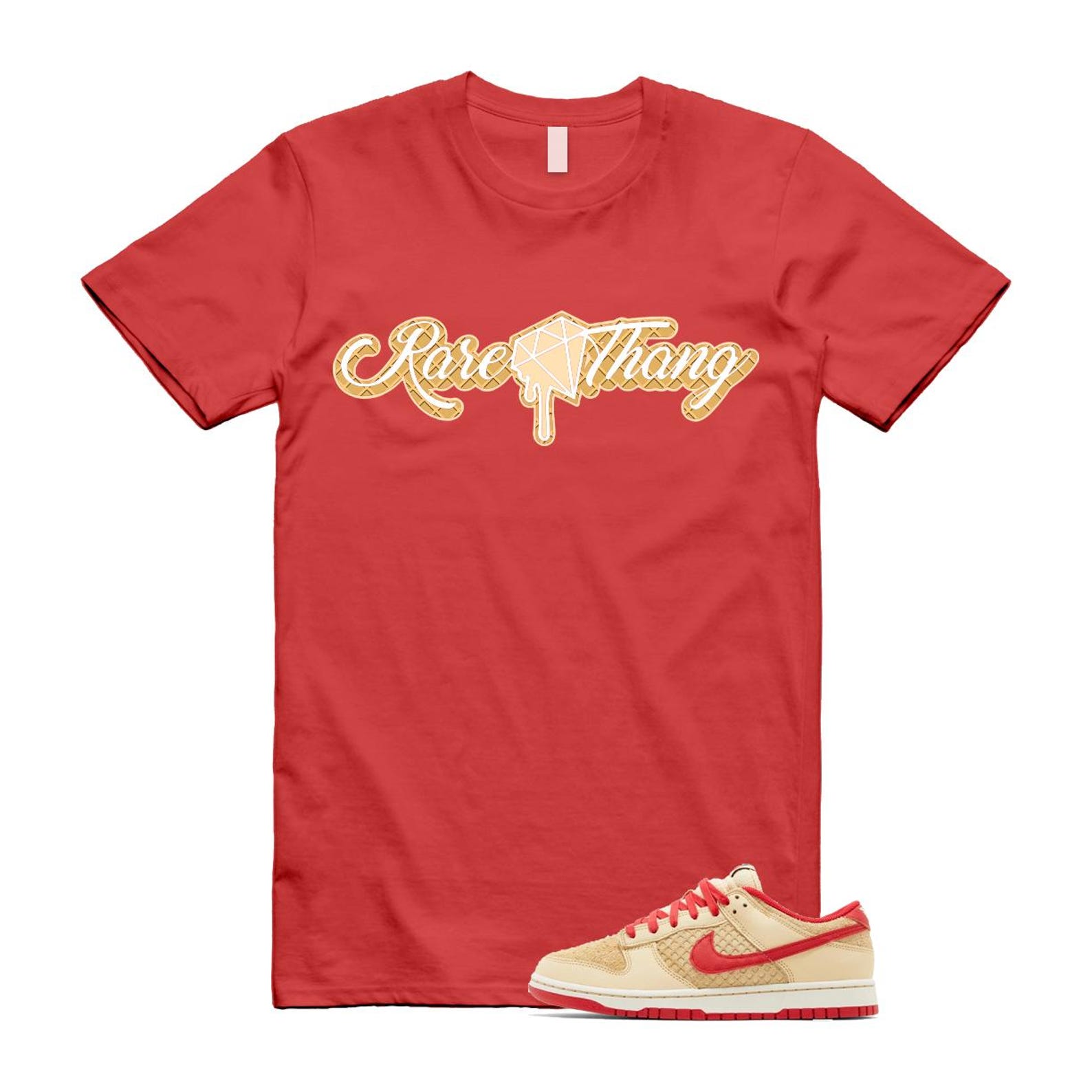 Dunk Strawberry Waffle Pale Vanilla University Red Sail Wheat Low Retro SE T Shirt Match RARE T-Shirt, Sneaker Match Tee