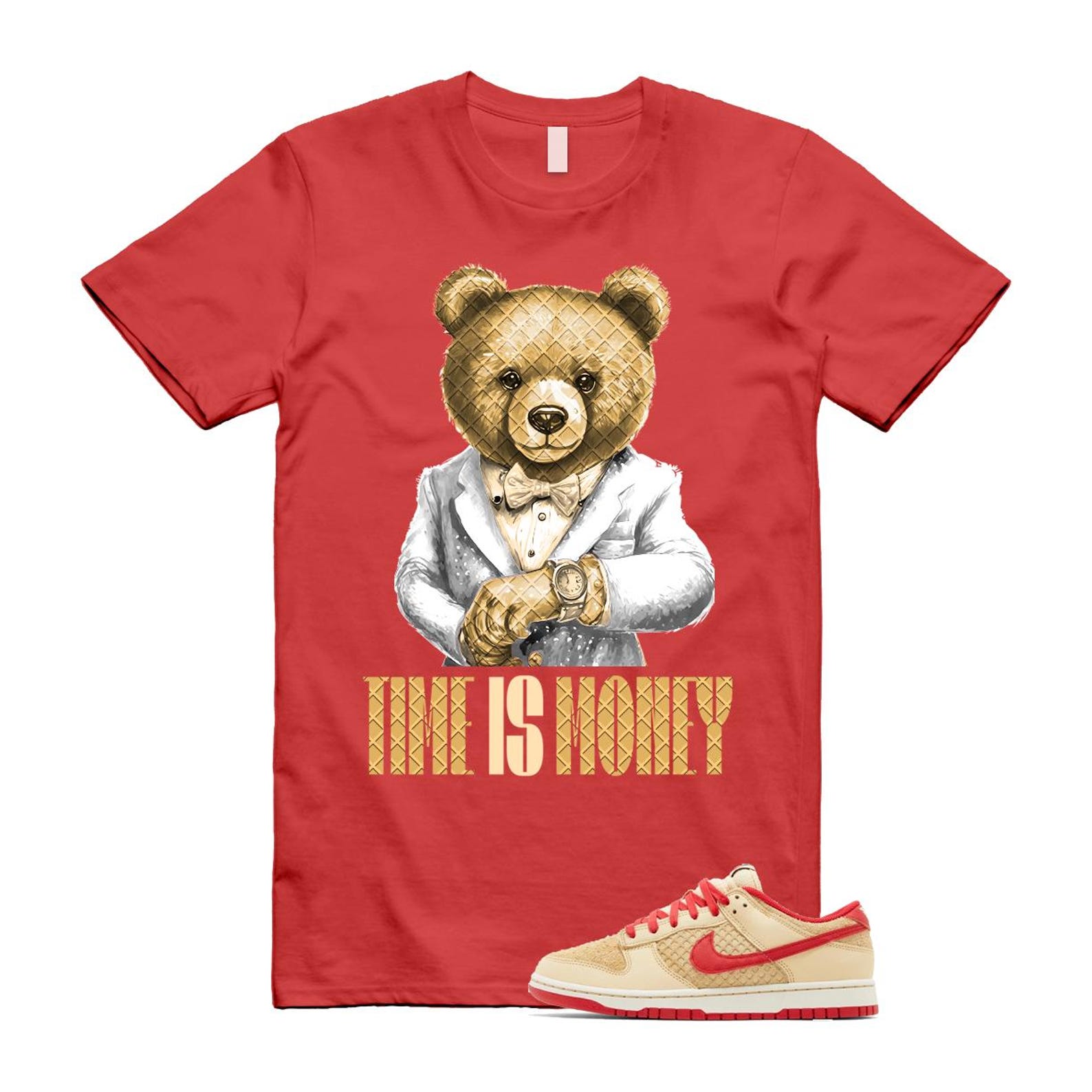 Dunk Strawberry Waffle Pale Vanilla University Red Sail Wheat Low Retro SE T Shirt Match TIM T-Shirt, Sneaker Match Tee