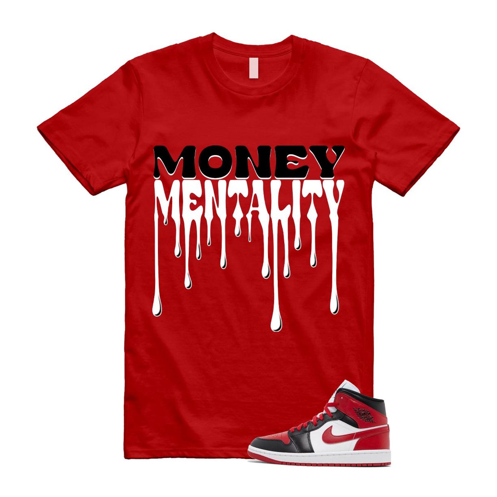 Alternate Bred Toe Gym Red Black White Mid T Shirt Match MENTALITY T-Shirt, Sneaker Match Tee