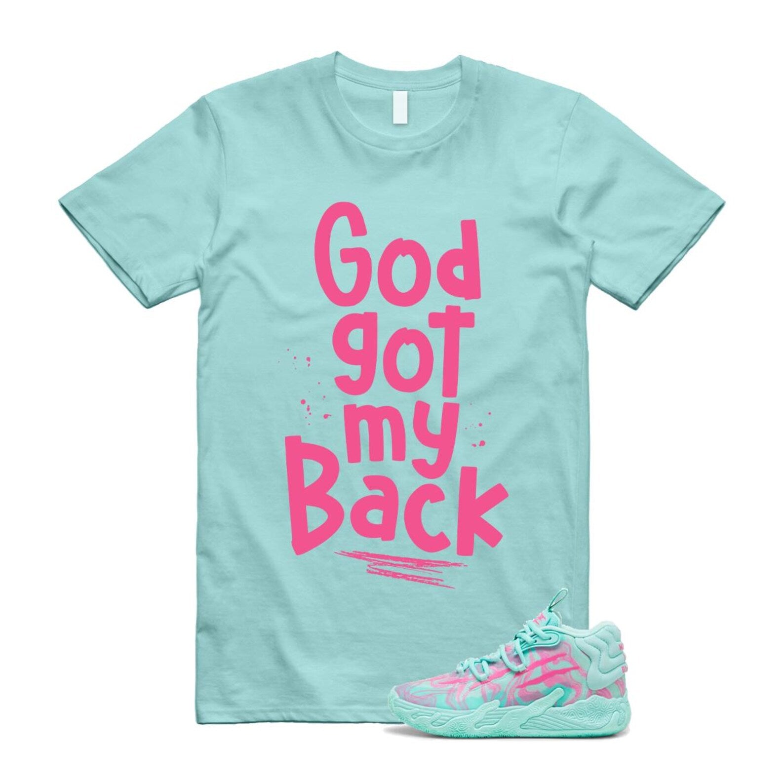 Miami LaMelo Ball MB.03 Teal Pink T Shirt Match GOD T-Shirt, Sneaker Match Tee