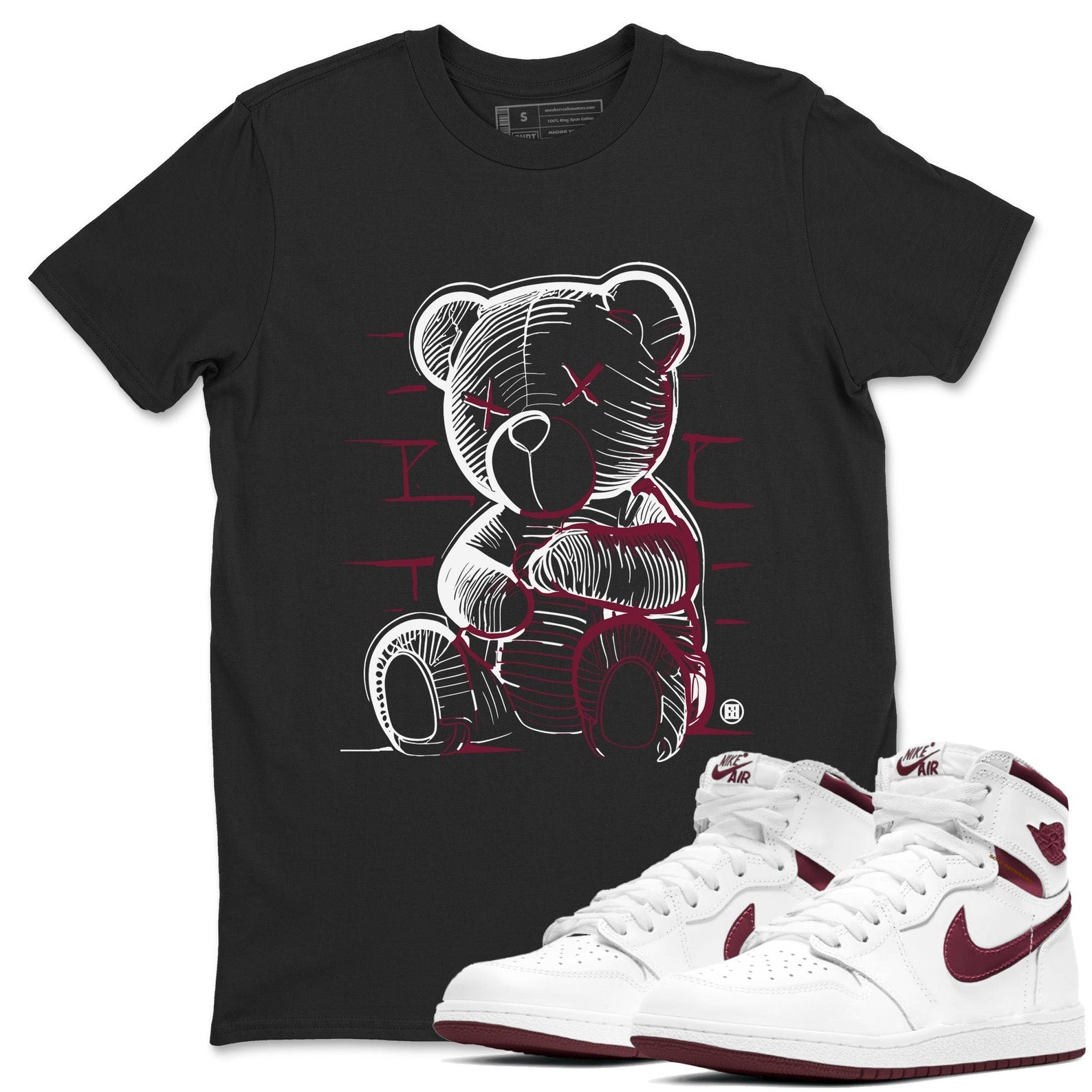 Neon Bear Sneaker Shirts To Match Jordans AJ1 Metallic Burgundy T-Shirt, Sneaker Match Tee