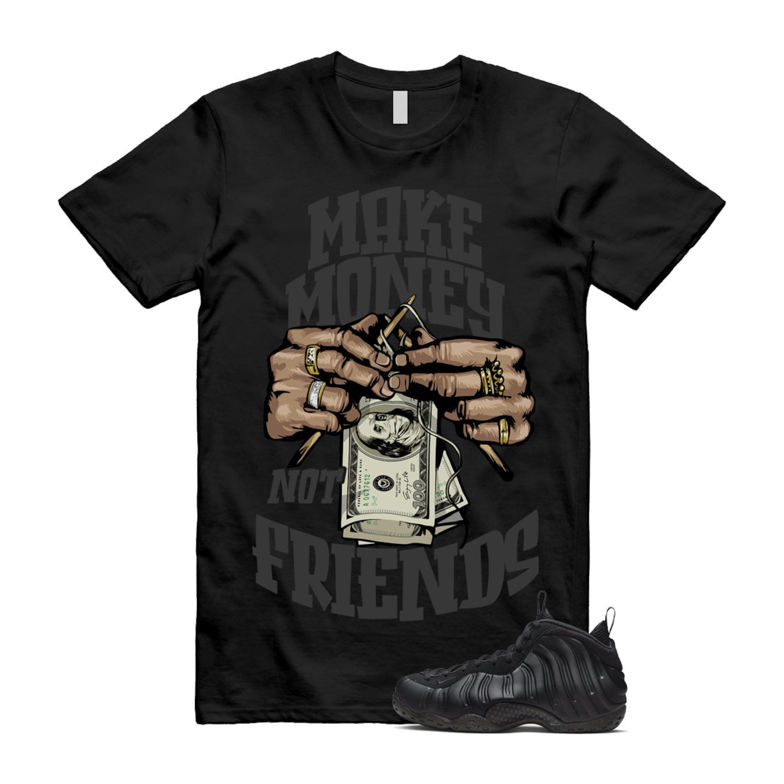 Foamposite Anthracite Air One Black T Shirt Match MM T-Shirt, Sneaker Match Tee