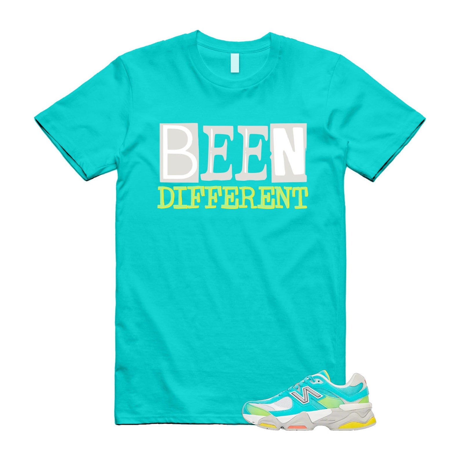Cyan Burst 9060 Virtual Blue White Reflection Grey Guava Sunflower Yellow GS T Shirt Match BEEN T-Shirt, Sneaker Match Tee