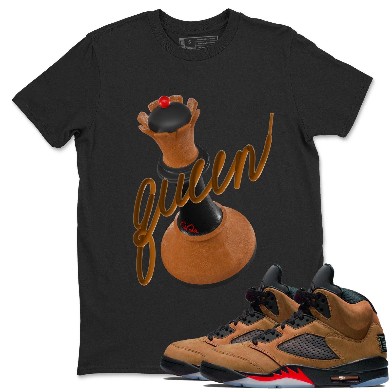 3D Queen T Shirts To Match Jordans Streetwear AJ5 Retro Archaeo Brown T-Shirt, Sneaker Match Tee