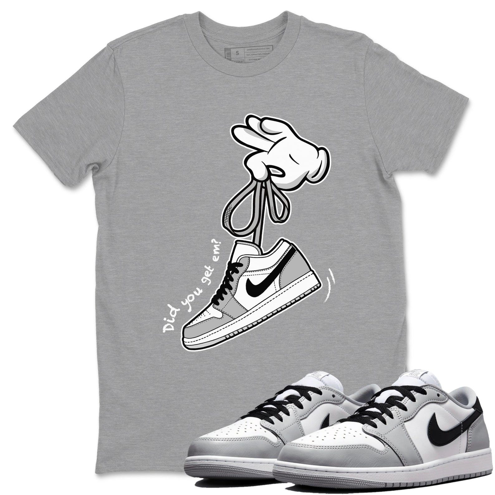 Cartoon Hands Sneaker T Shirts To Match Jordans 1 Wolf Grey T-Shirt, Sneaker Match Tee