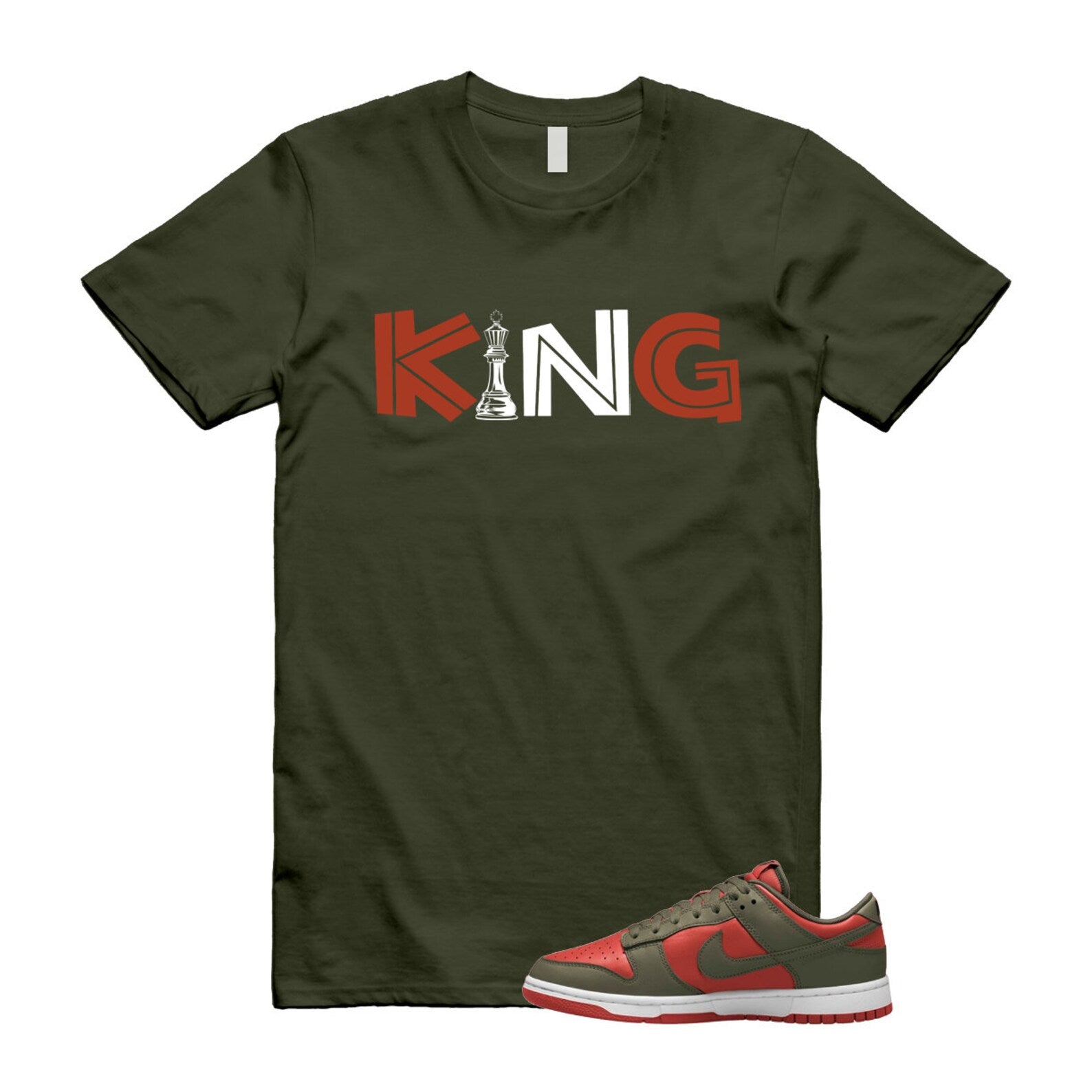 Dunk Mystic Red Cargo Khaki White Low T Shirt Match KING T-Shirt, Sneaker Match Tee