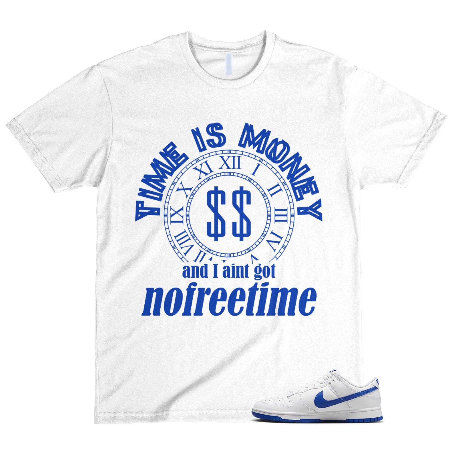 Dunk White Hyper Royal Summit Low T Shirt Match FREE TIME T-Shirt, Sneaker Match Tee