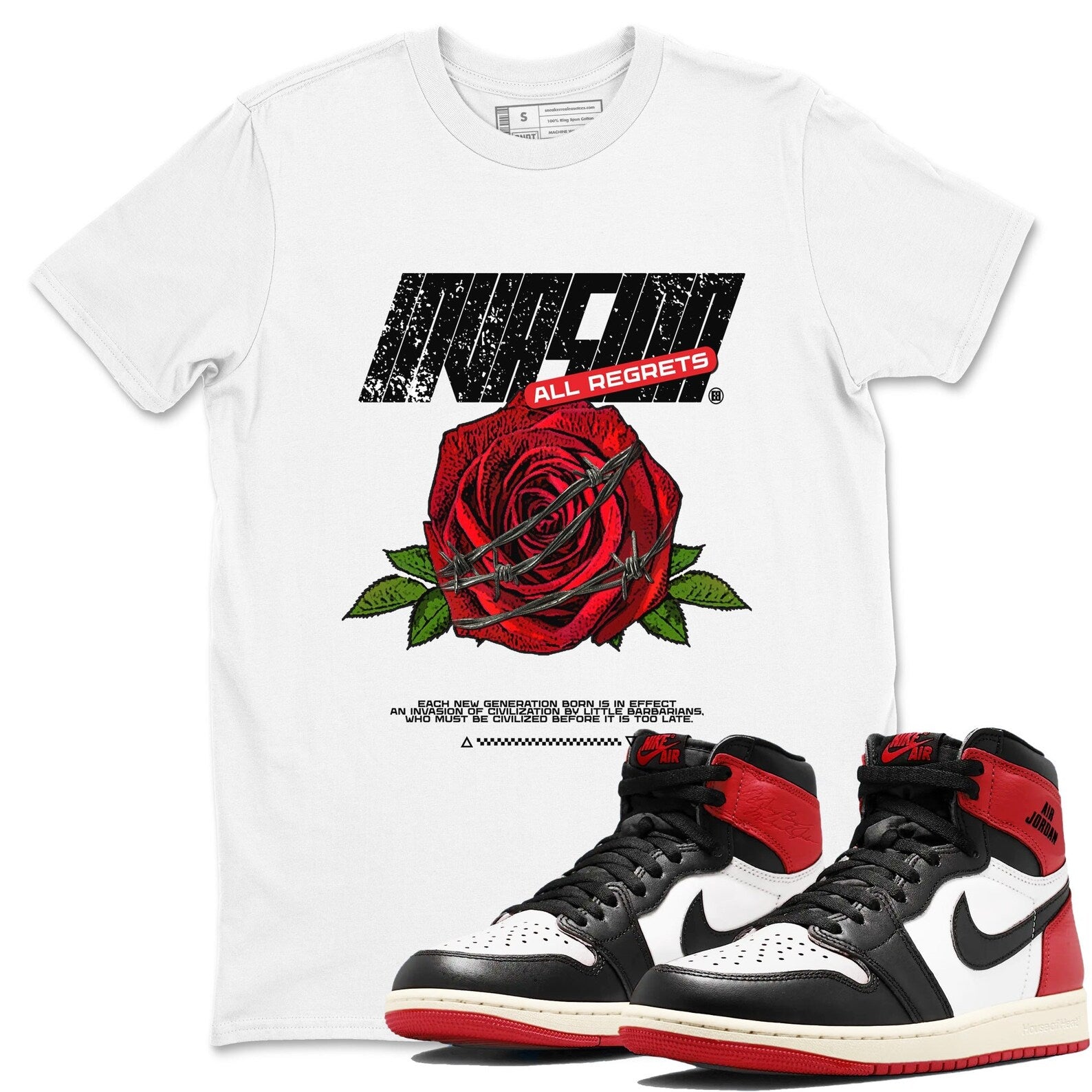 Invasions Sneaker Shirts To Match Jordans 1s Black Toe Reimagined T-Shirt, Sneaker Match Tee