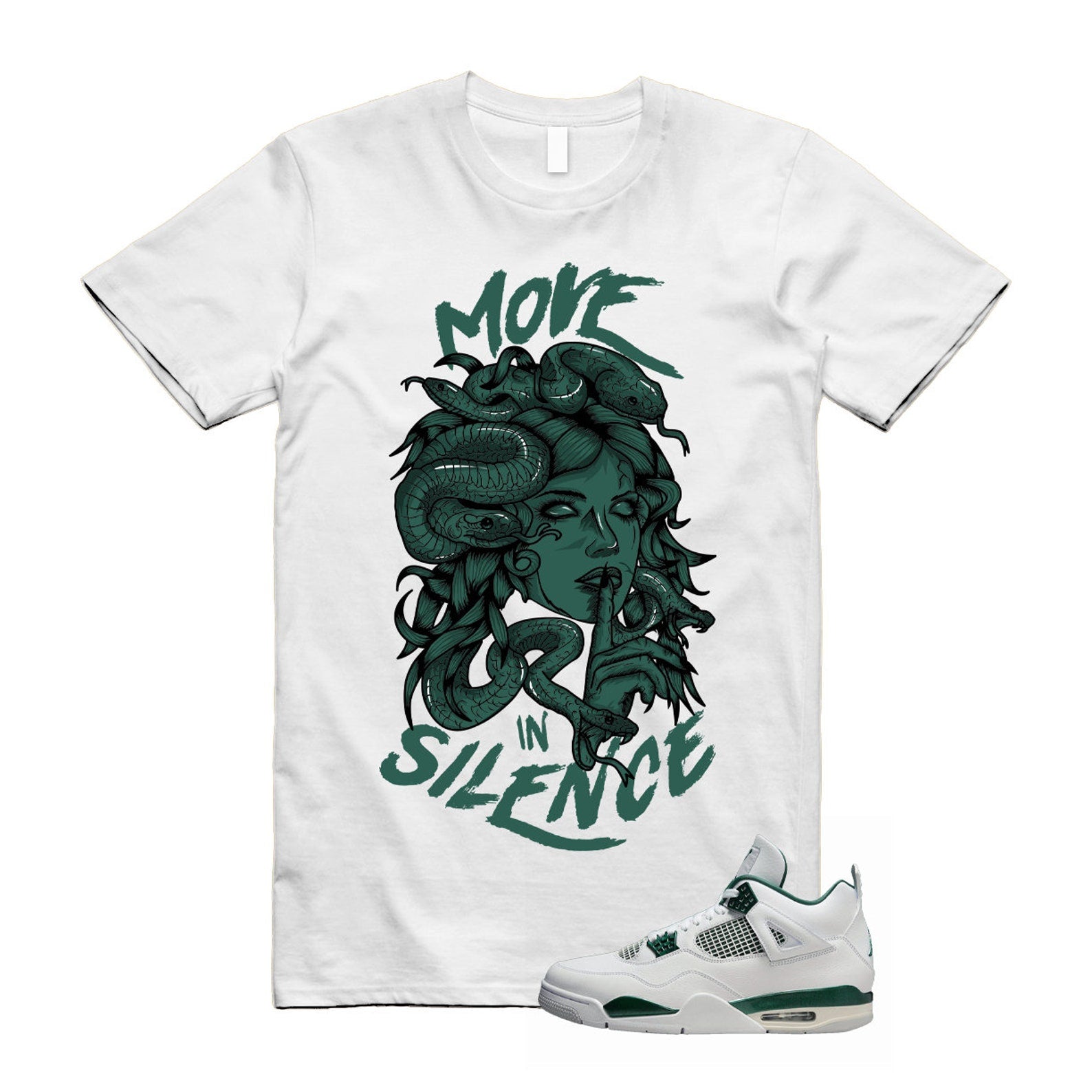 4 Oxidized Green White Neutral Grey T Shirt Match MIS T-Shirt, Sneaker Match Tee