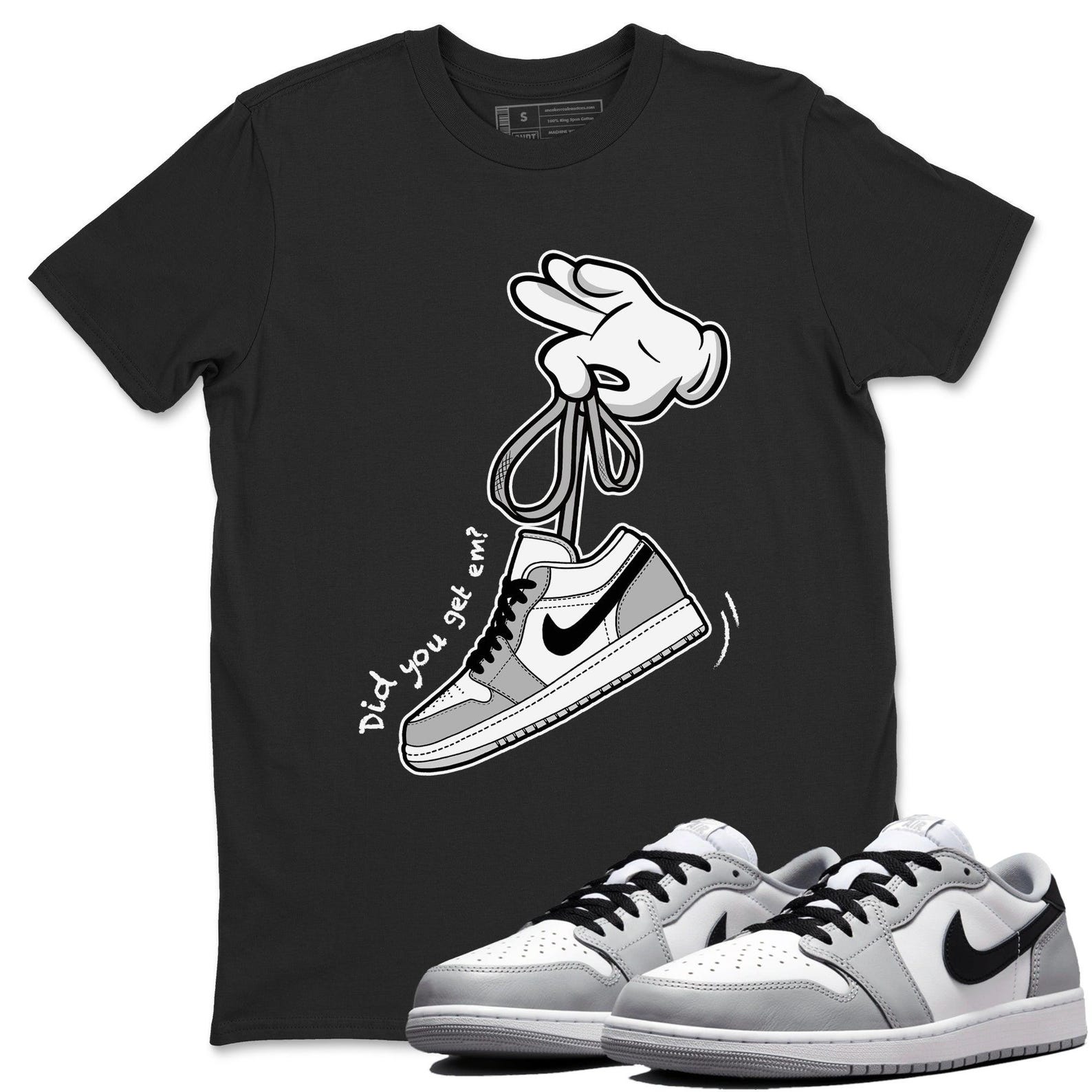 Cartoon Hands Sneaker T Shirts To Match Jordans 1 Wolf Grey T-Shirt, Sneaker Match Tee