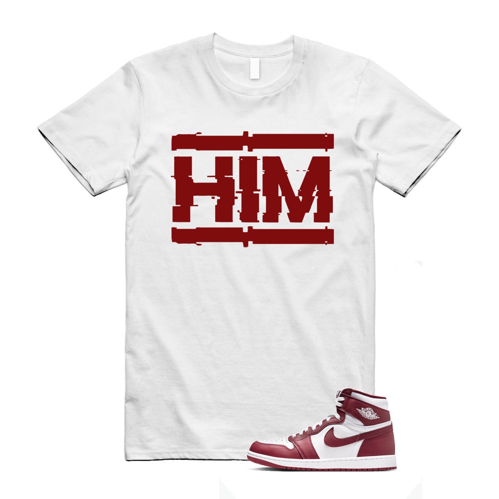1 Artisanal Team Red Retro High OG White T Shirt Match HIM T-Shirt, Sneaker Match Tee
