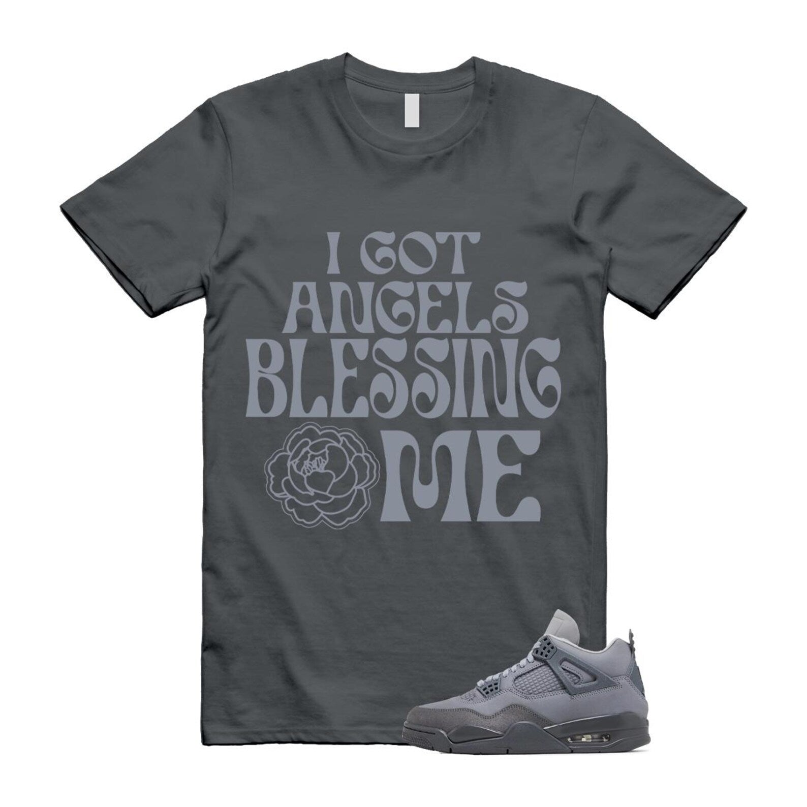 4 Wet Cement Smoke Iron Grey Retro SE T Shirt Match ANGELS T-Shirt, Sneaker Match Tee